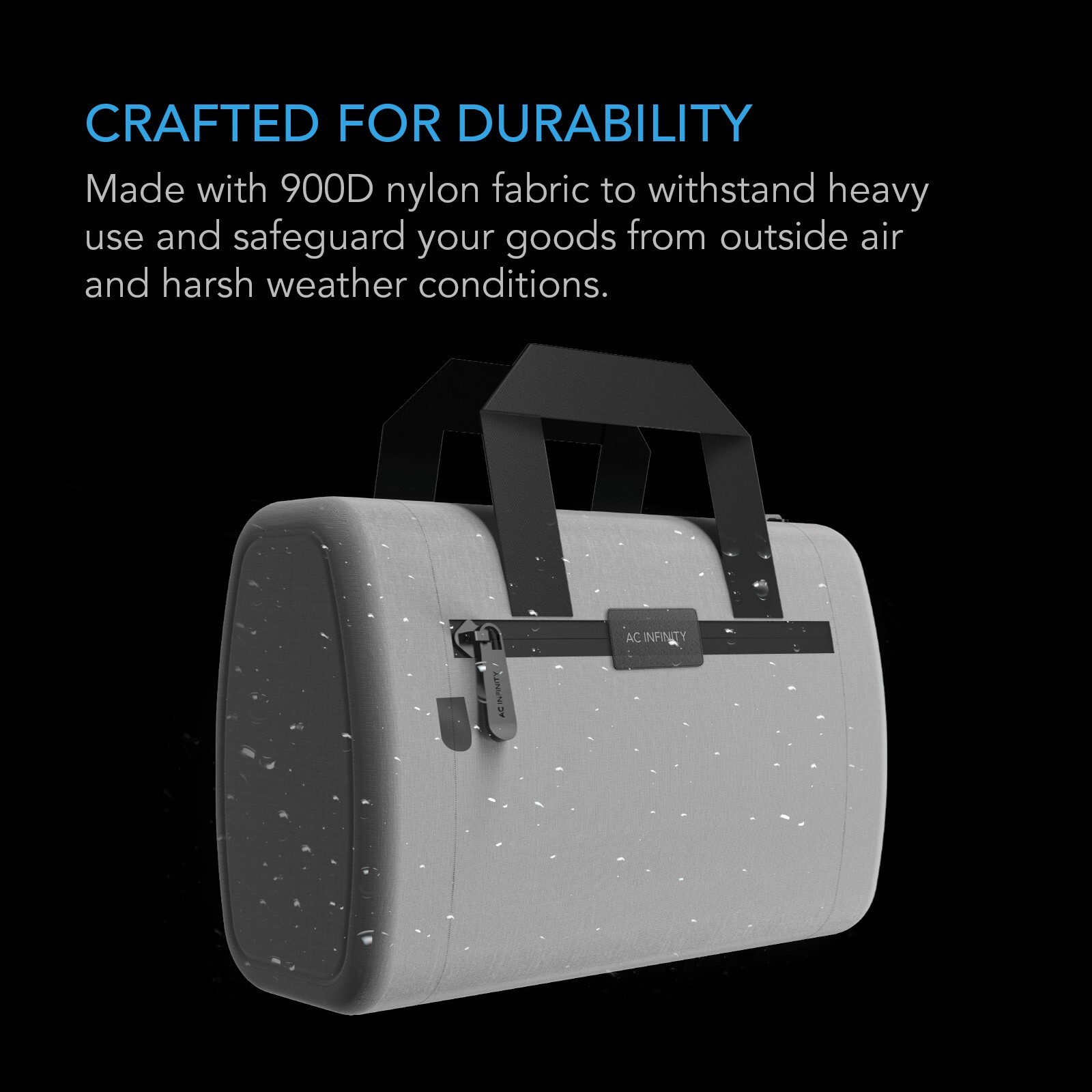 Smell Proof Handbag, Gray, with 900D Nylon Fabric and Carbon Filter Lining