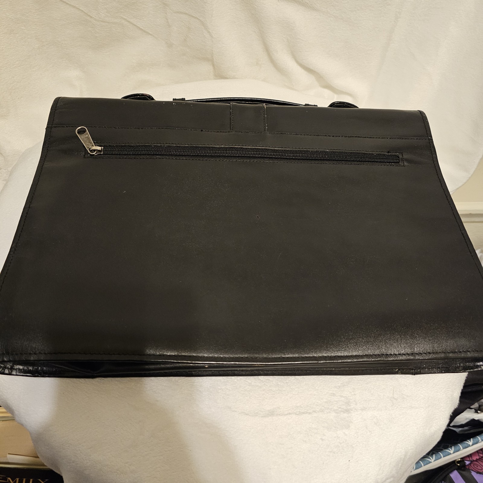 Vintage Hau’s Black Leather Attache Bag Briefcase 5 Pockets Key Incl 15.5x11in