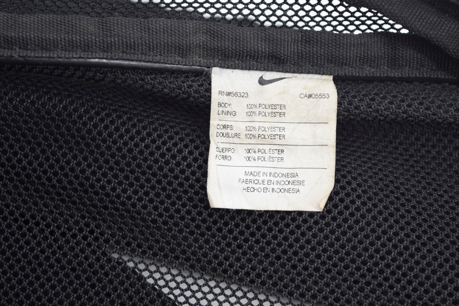 VTG Y2K Nike Mesh See Through Backpack Black 4 Pockets 18x13x5