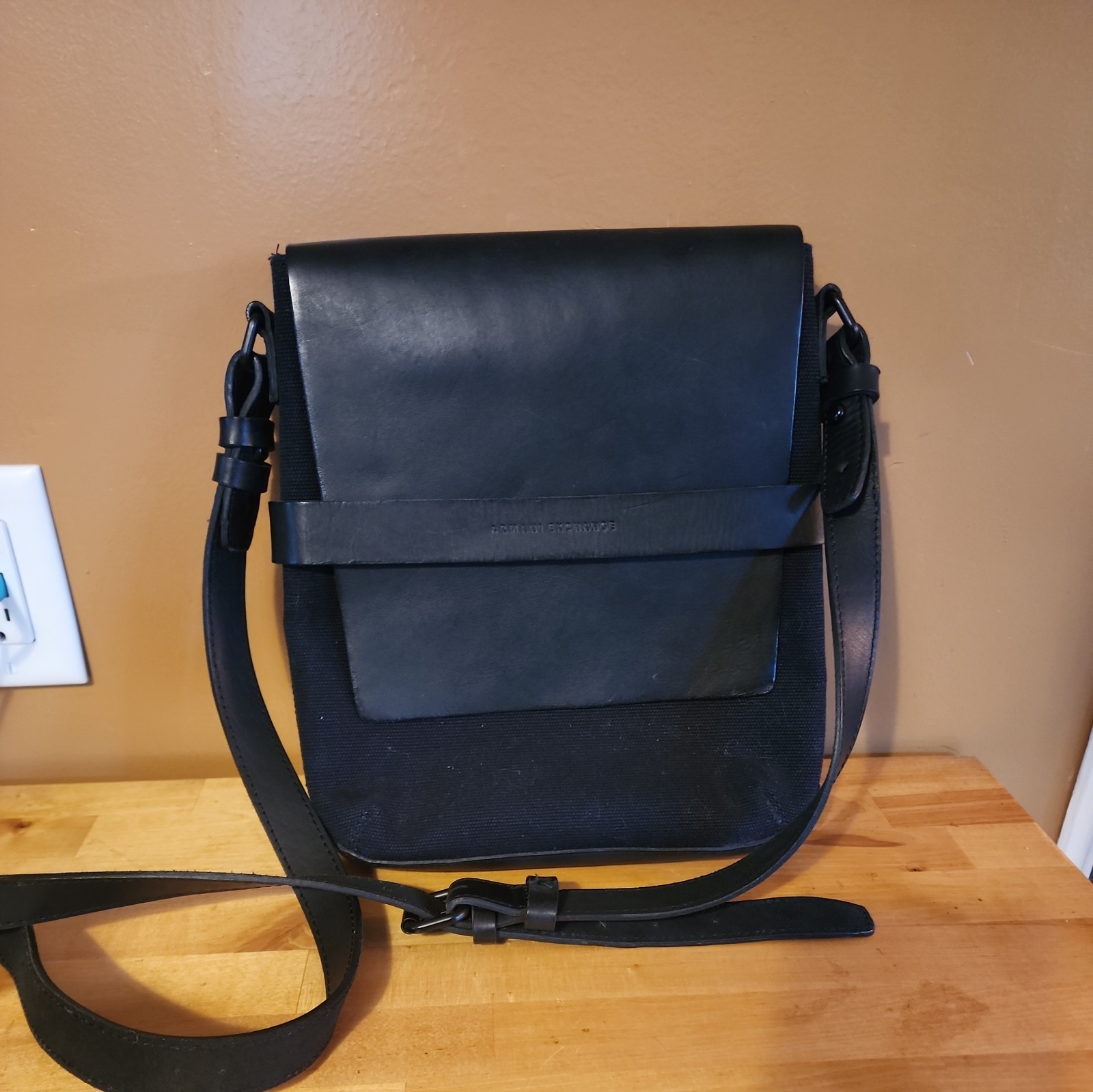 ARMANI EXCHANGE Shoulder Bag Nylon Black 12x10in