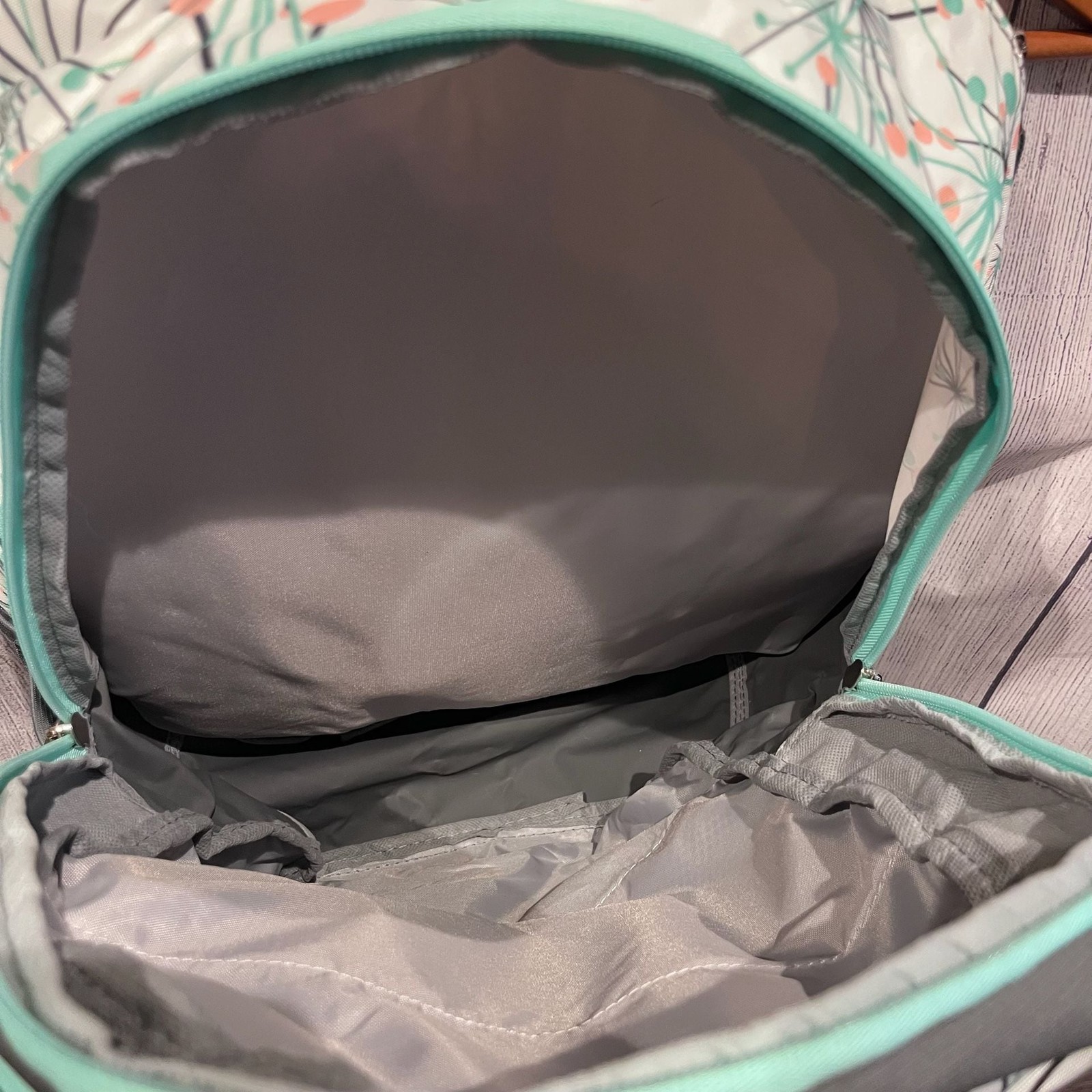 Eastsport Backpack Gray Teal Floral School Travel Laptop Book Bag Multi Pocket