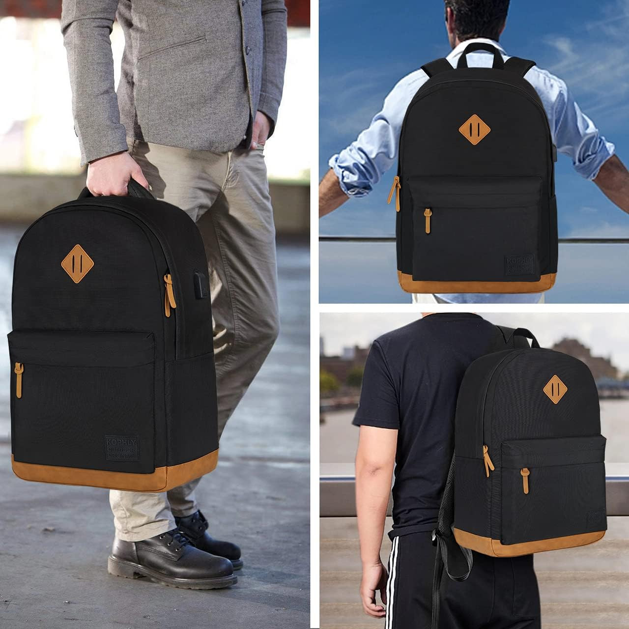 Large Travel Laptop Backpack with USB Charging Port for Men and Women, Classic S