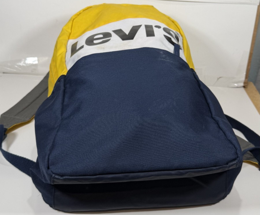 Levi’s Backpack – Yellow/White/Navy Blue Nylon 18 x 12 x 6 inches
