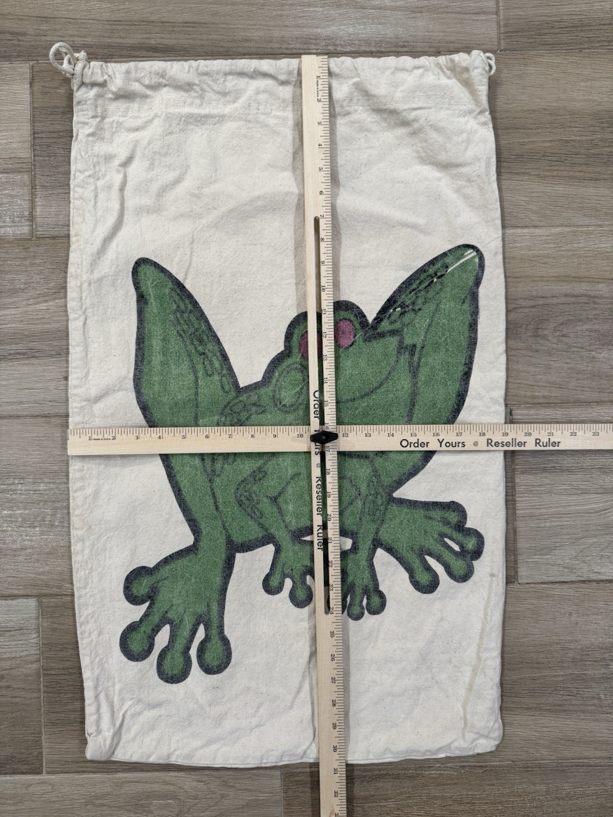 Vintage 90s Ocean House Frog Drawstring Bag LARGE 19×30 Canvas USA Sack Beach