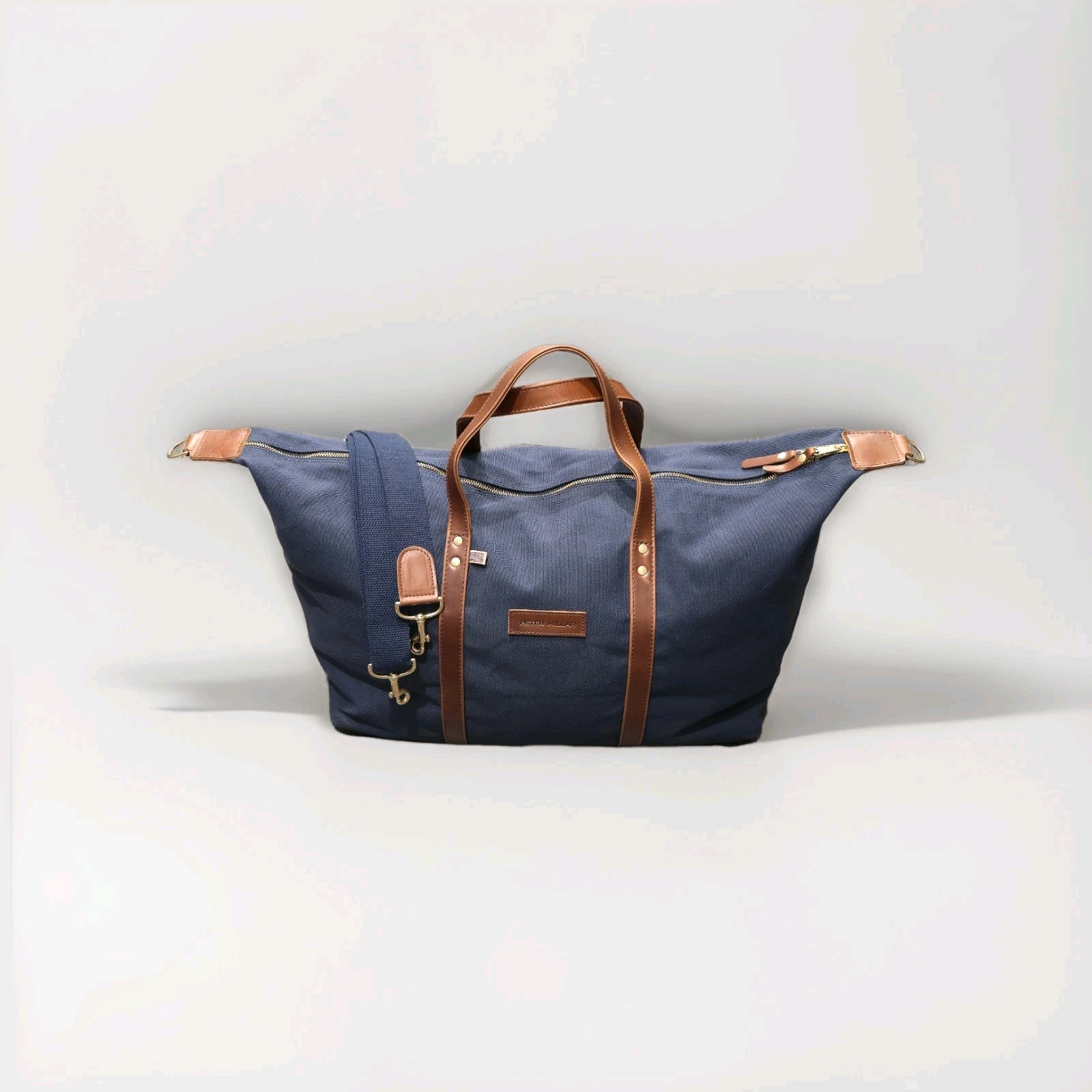 Peter Millar Crown Duffle Bag Blue Canvas Weekender Adventurer Travel 21x13x9