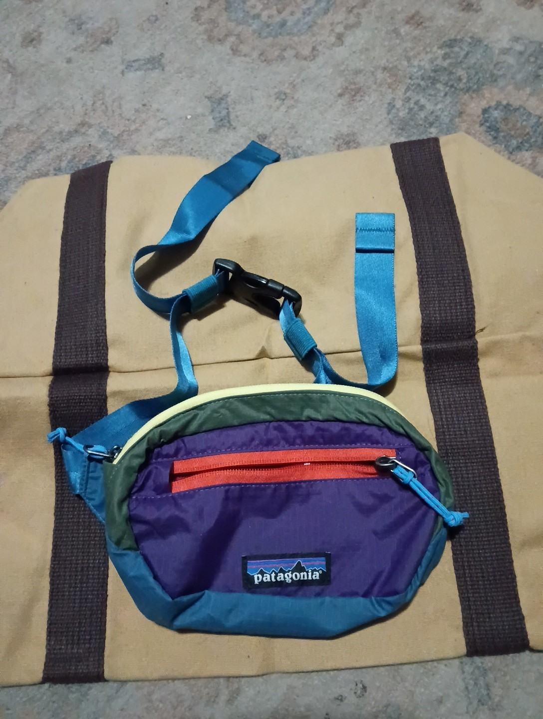 Patagonia Ultralight Black Hole Mini Hip Pack Fanny Color Block Blue Prpl Orange