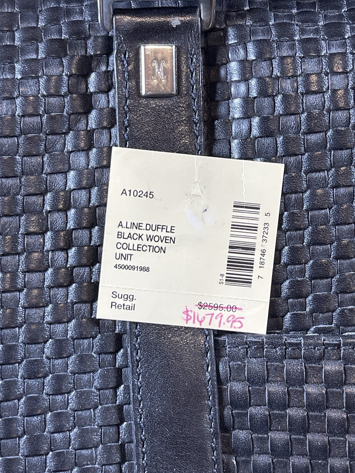 Cole Haan Black Woven Leather A Line Duffle Weekender Bag $2595