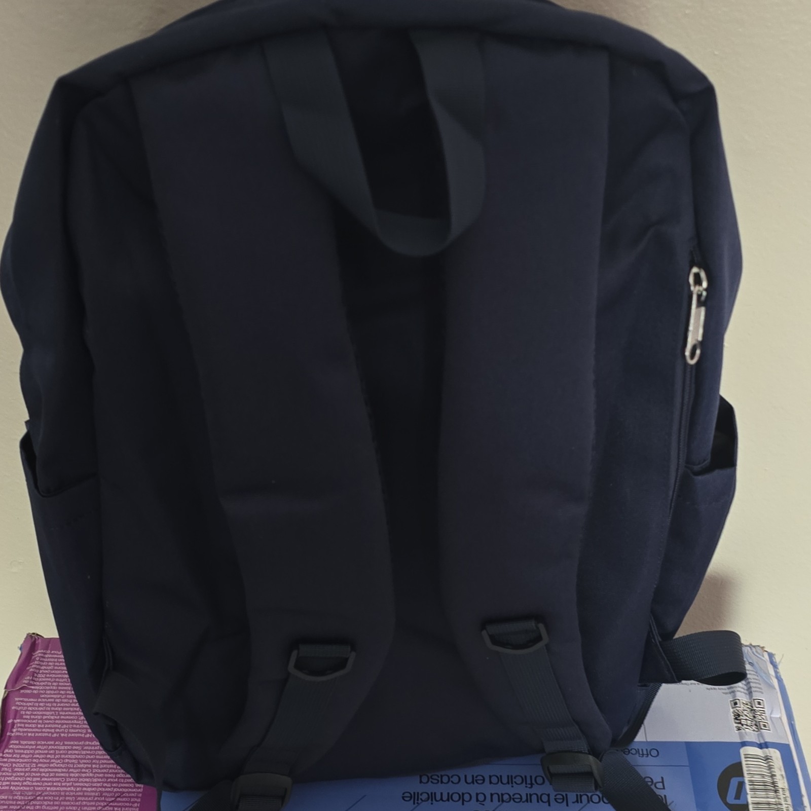 Men’s Blue Solid Backpack, Zip Closure, Adjustable Shoulder Strap, Medium