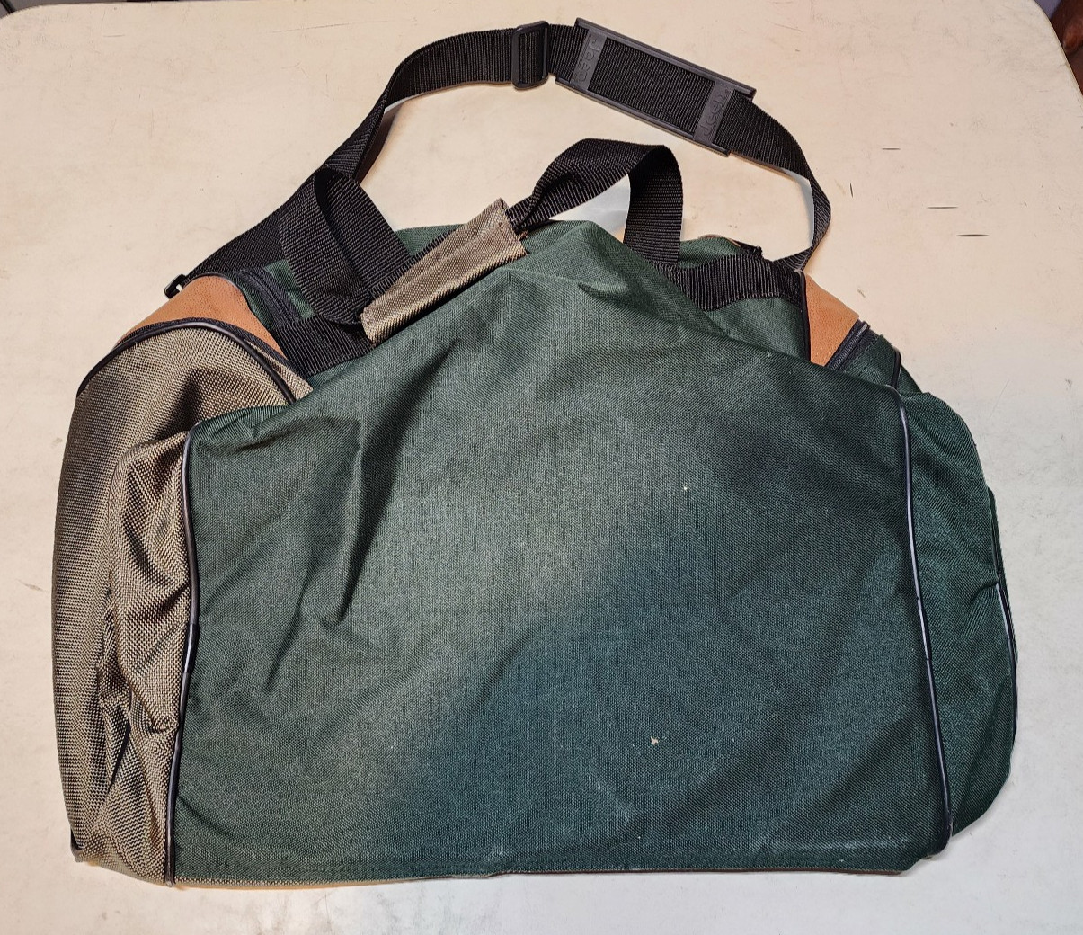 Jeep Duffle Bag Vintage 90s Patch Logo Travel Equipment Green And Tan