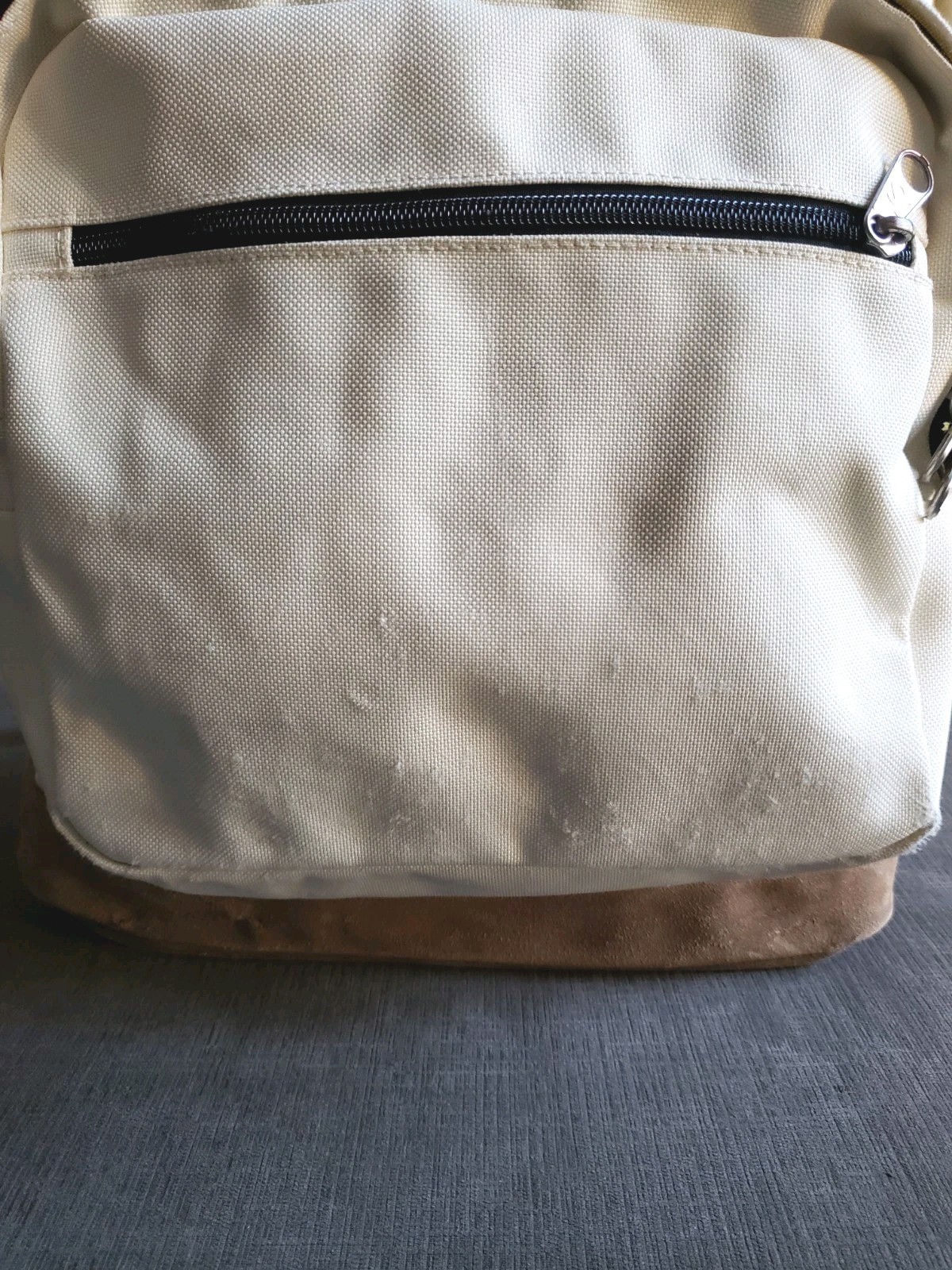 Jansport Backpack Right Pack Coconut Cream Suede Bottom Brown – READ DESCRIPTION