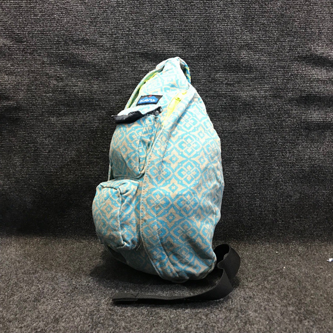 KAVU Rope Sling Bag Blue Tan Geometric Cross Body Outdoor Travel Backpack
