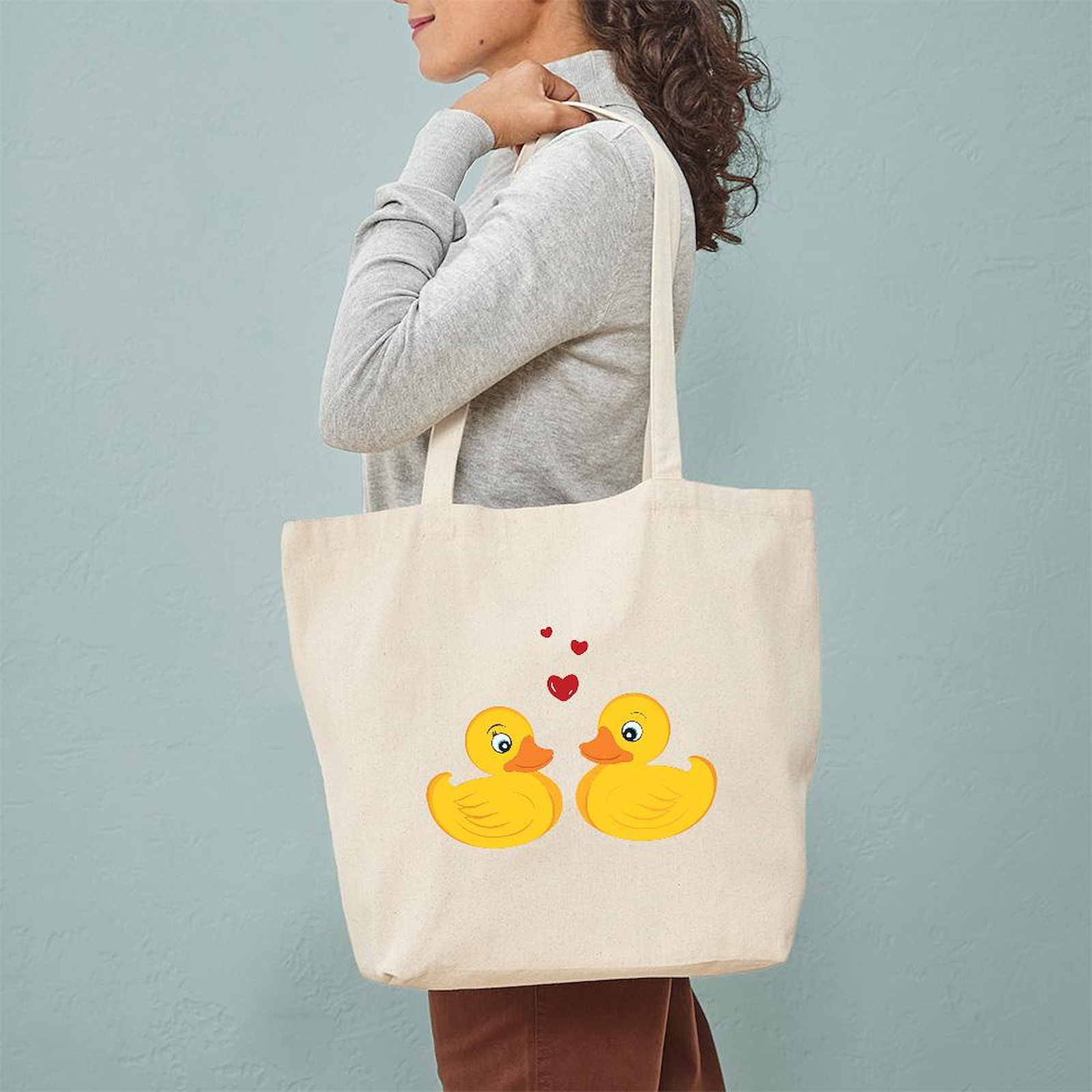 CafePress Love Ducks Natural Canvas Tote Bag, Cloth Shopping Bag (776385568)
