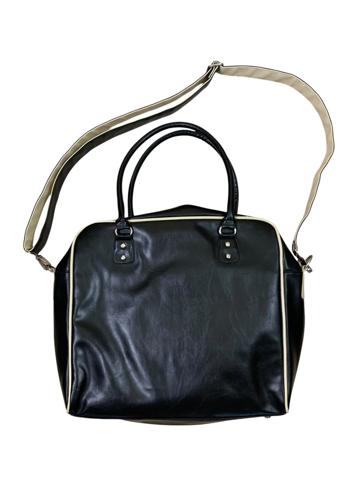 Ben Sherman Black Cream Retro Messenger Bag Y2K Travel Weekender Crossbody