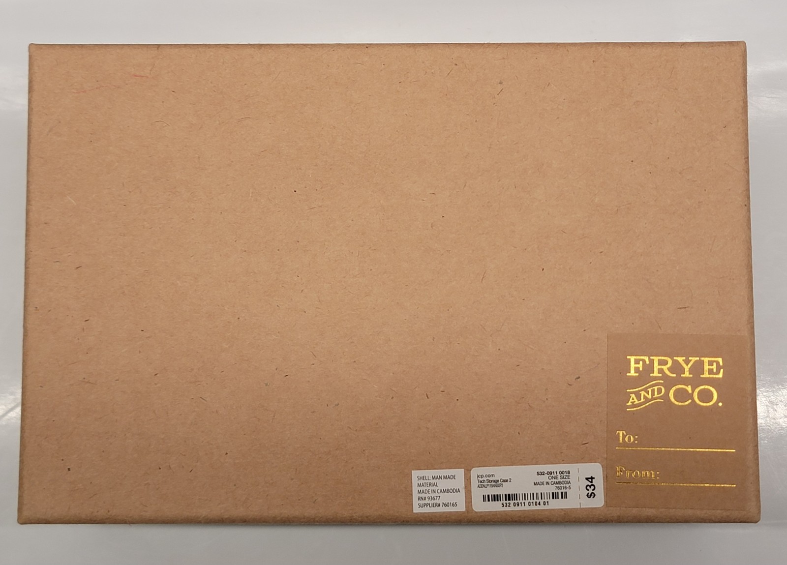 Frye and Co. Vegan Leather Tech Storage Case New In Box 8×4.5″ Brown