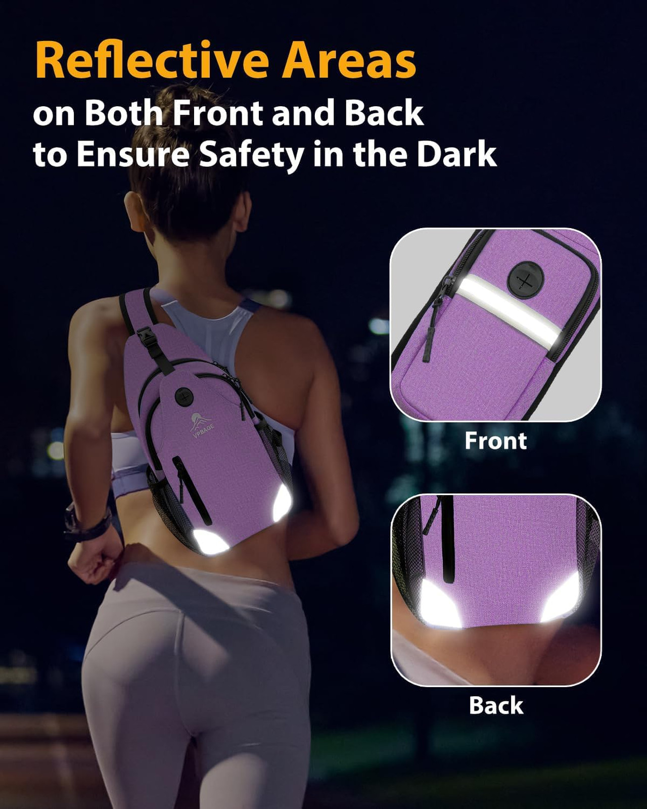 Sling Backpack for Women Men Water Bottle Holders 17 Pockets Travel Bag with
