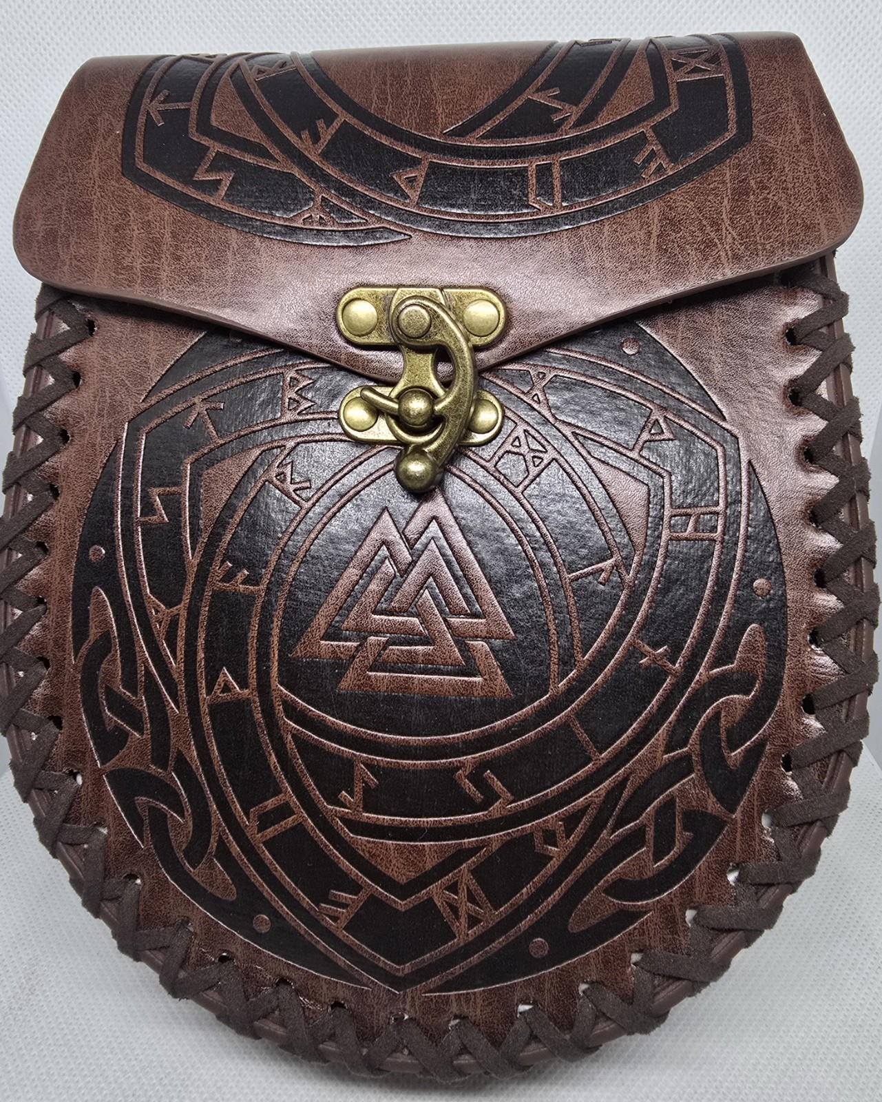 Medieval Cosplay Renaissance Viking Valknut Knight Pirate PULeather Belt Bag
