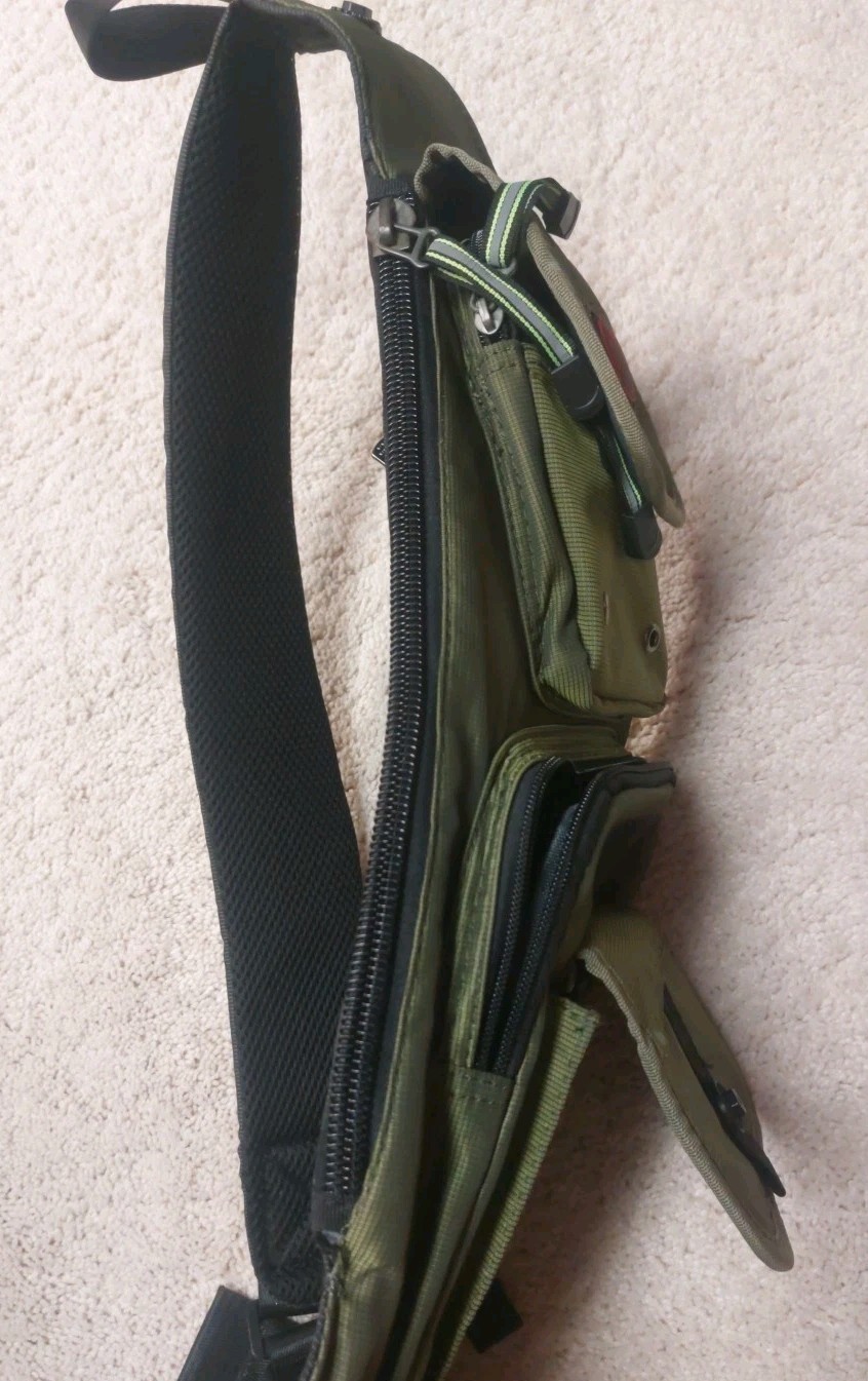 Kawei Knight L Sling Bag Backpack Cross Body Messenger Shoulder Green 9 Pockets