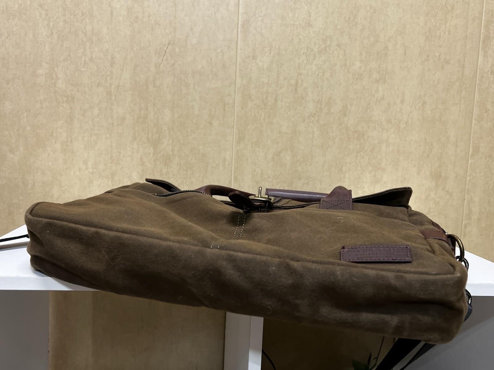 Racing Green British brown Briefcase CANVAS LEATHER SHOULDER BAG LAPTOP