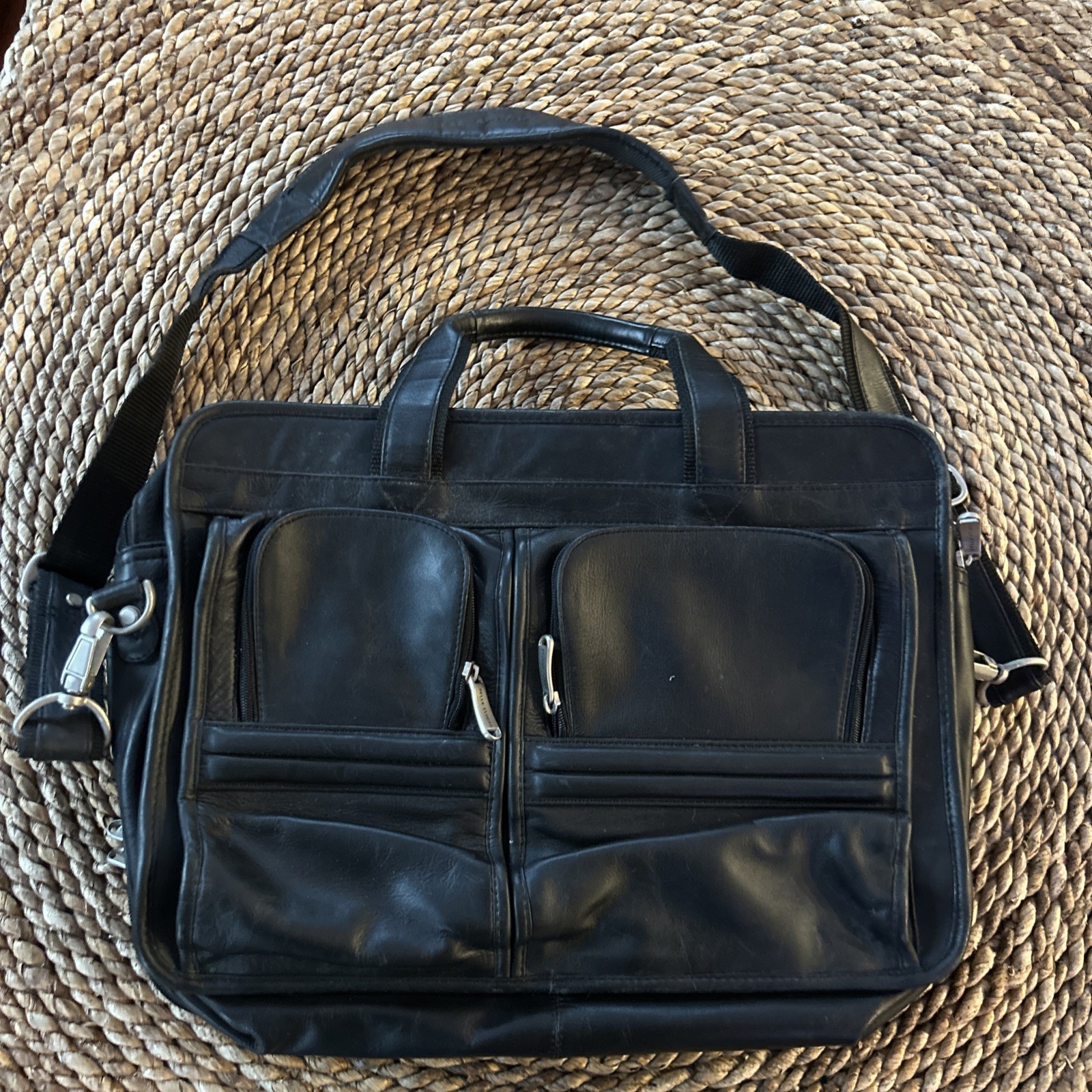 Vintage Wilsons Leather Pelle Studio Black Messenger Briefcase Laptop Bag