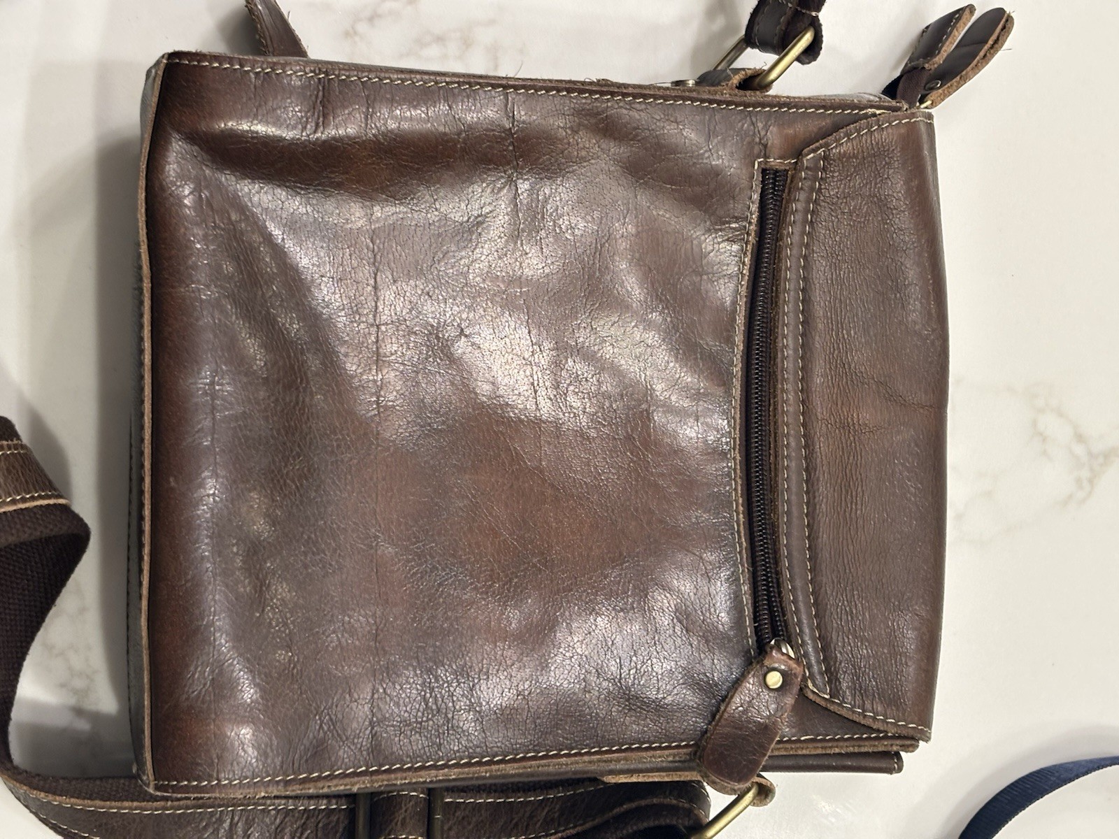 Leathario Brown Messenger Bag for Men Magnetic Zip Closure Pockets Casual Solid