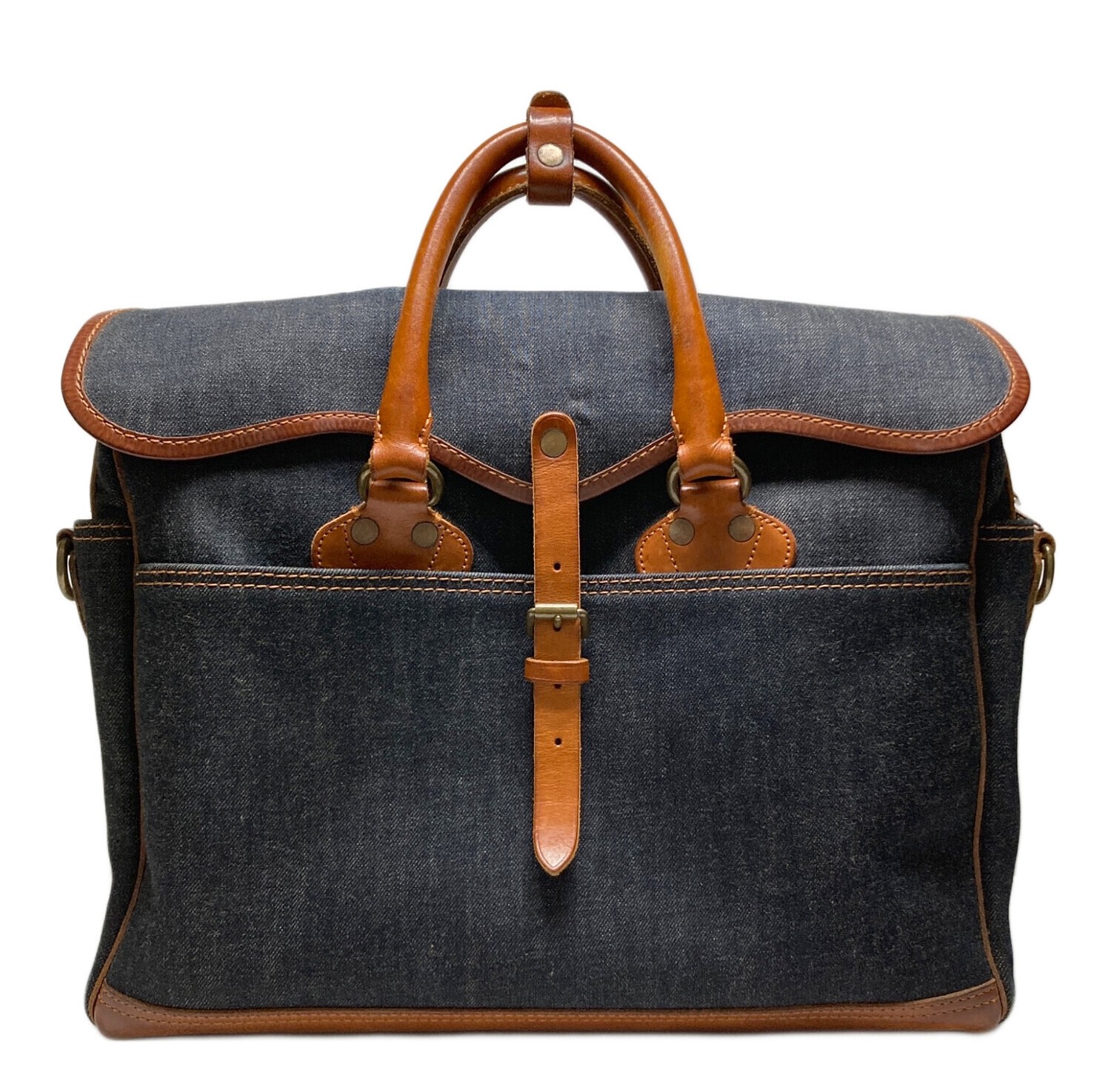 Ralph Lauren RRL Handbag Indigo Denim Leather Men Briefcase Vintage look
