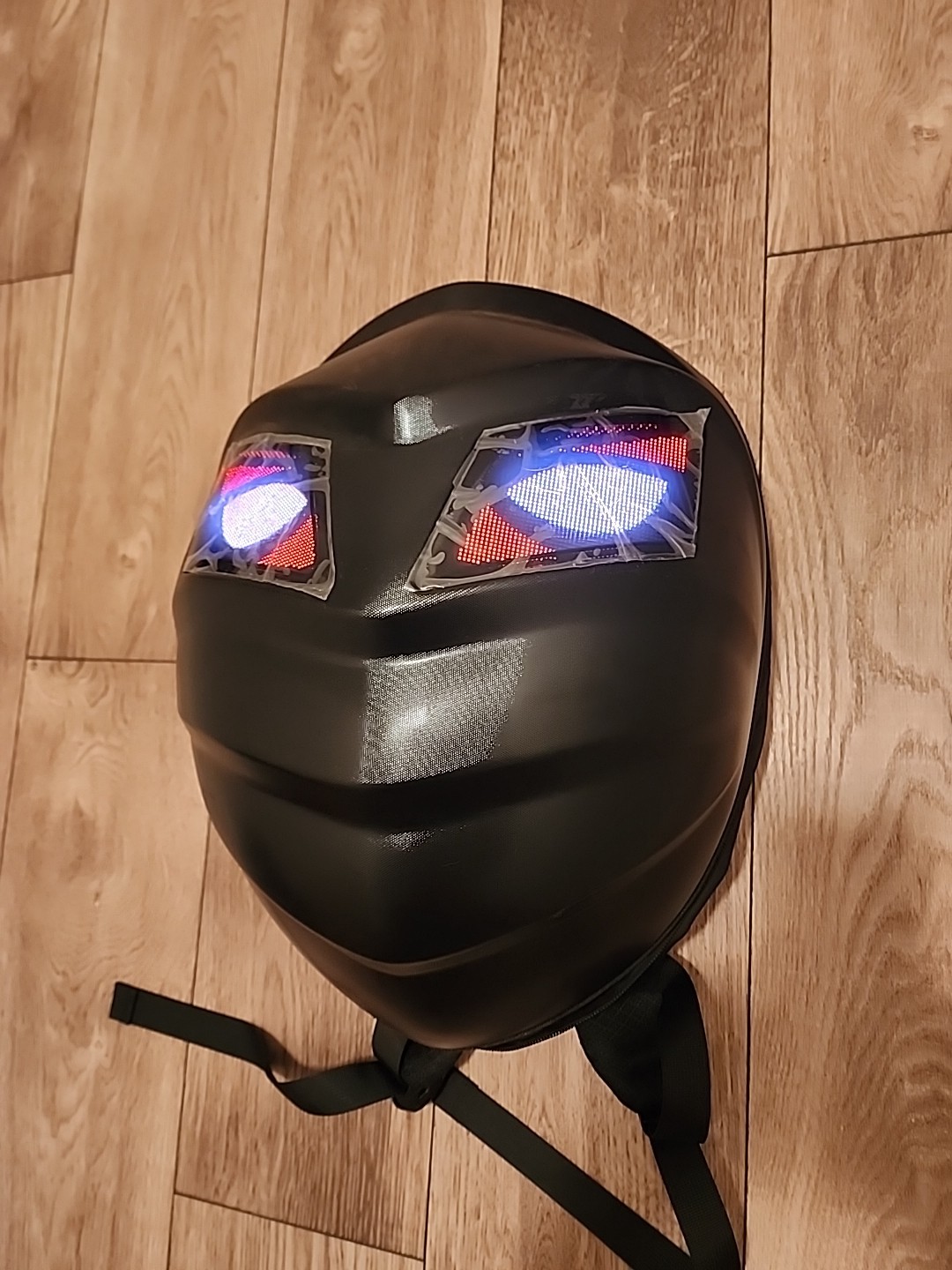 Hard Shell Backpack Ninja Knight Motorcycle LED Face