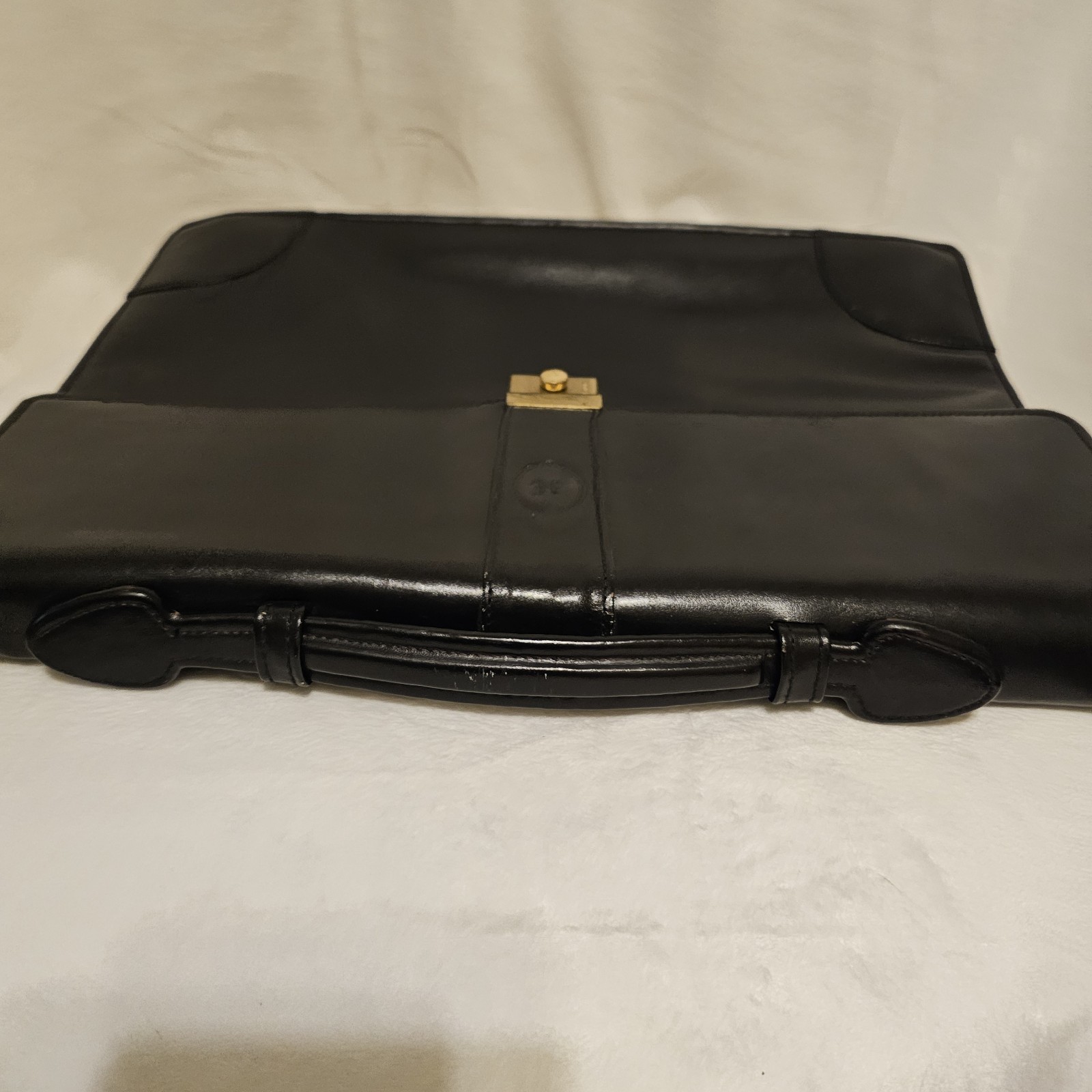 Vintage Hau’s Black Leather Attache Bag Briefcase 5 Pockets Key Incl 15.5x11in