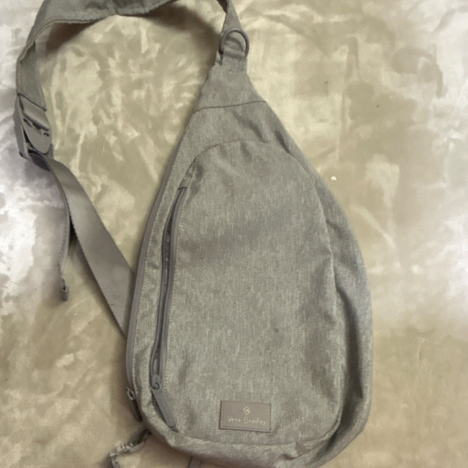 Vera Bradley Gray Crossbody Sling Bag Men Adjustable Strap Zip Closure