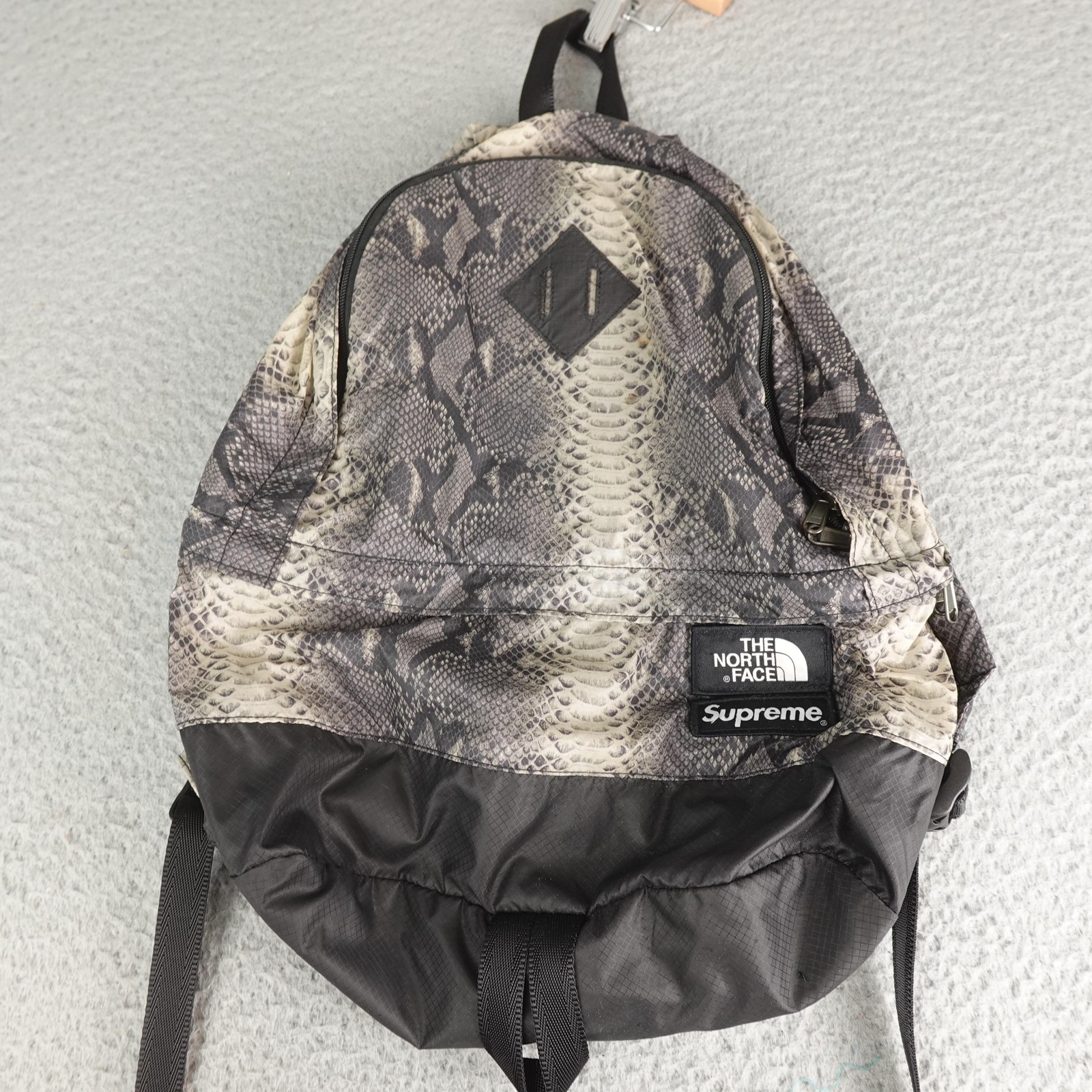 The North Face Supreme Backpack Medium Gray Snakeskin Animal Print Nylon Outdoor