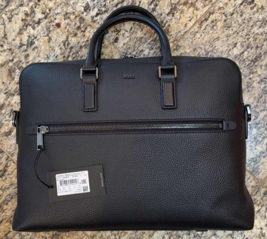 HUGO BOSS MORVAL$499 Document Case Genuine Leather Briefcase Business Laptop Bag