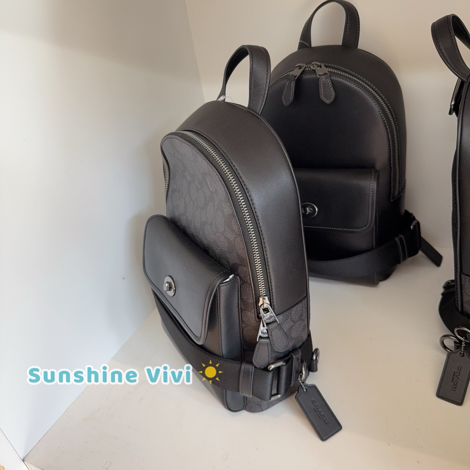 NWT Coach Turnlock Sling Pack In Signature Canvas CAJ92 Gunmetal/Charcoal/Black