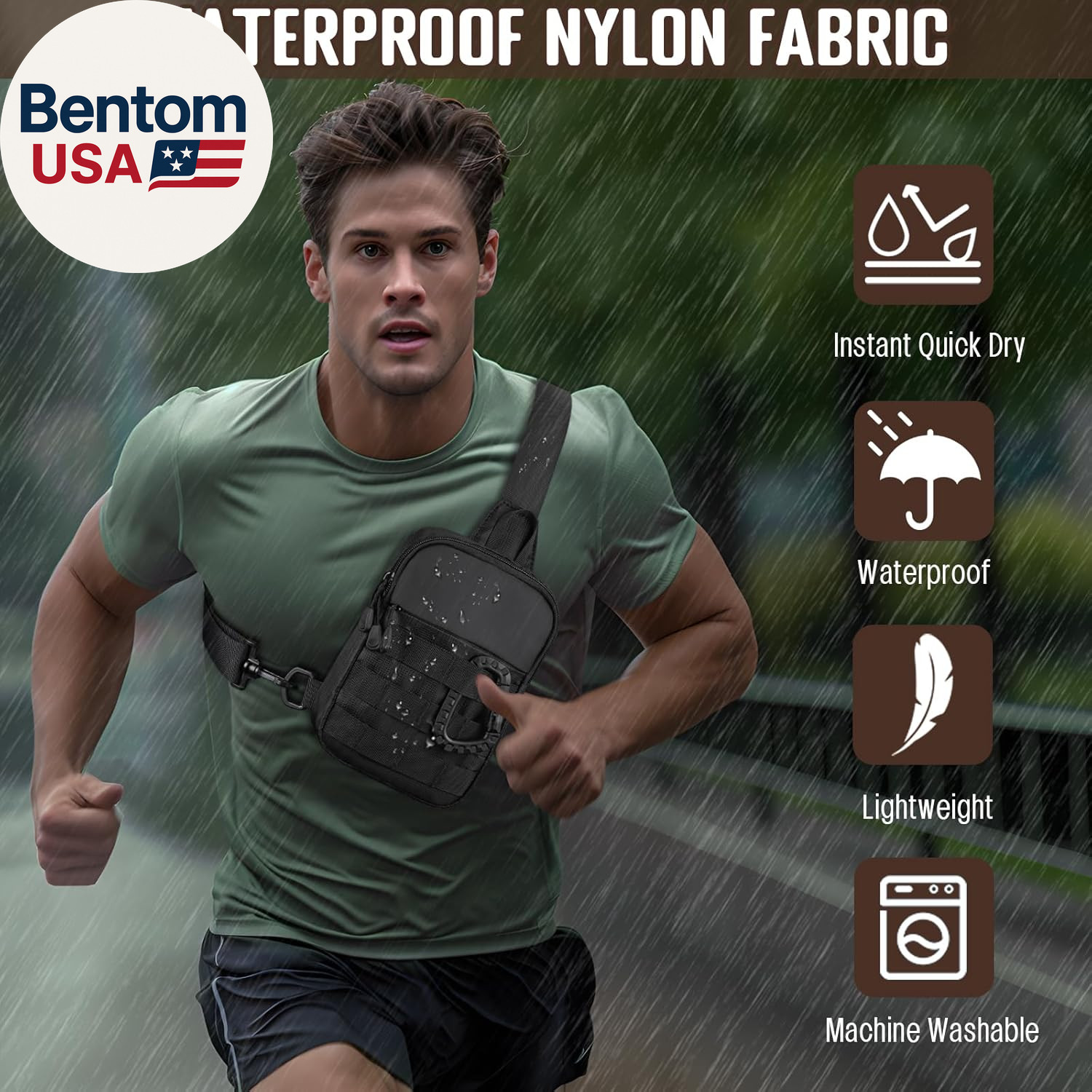 Small Sling Bag for Men, Tactical Inspired Waterproof Utility EDC Mini Crossbody