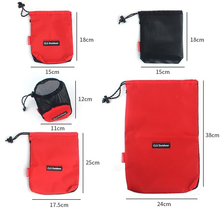 5 PCS Drawstring Bag With Toggle Nylon Cinch Ditty Pouch Sack Gym Travel