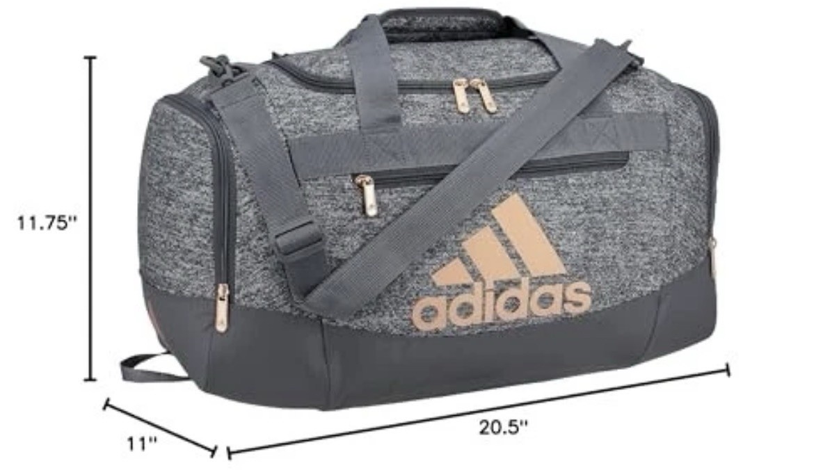 adidas Defender 4 Small Duffel Bag, Jersey Onix Grey/Rose Gold/Onix Grey