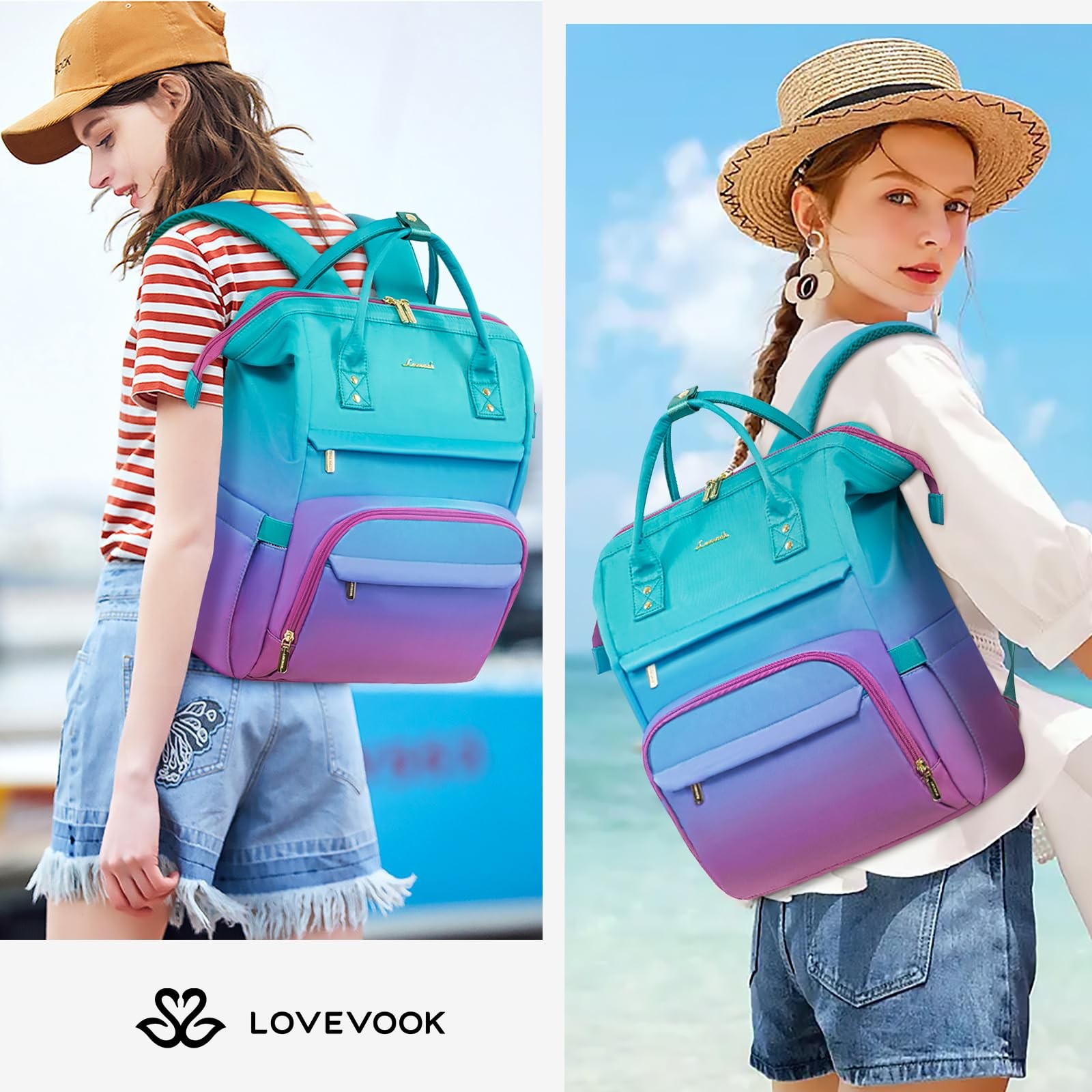 15.6 Inch Laptop Backpack for Women, Waterproof Anti~Theft Travel Bag