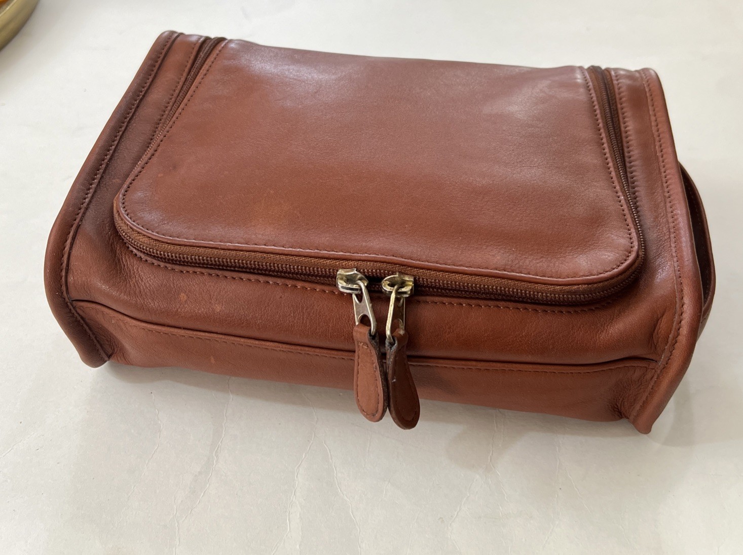 Vintage Coach Dopp Kit Men’s Brown Leather Toiletry Bag Travel Zip Around