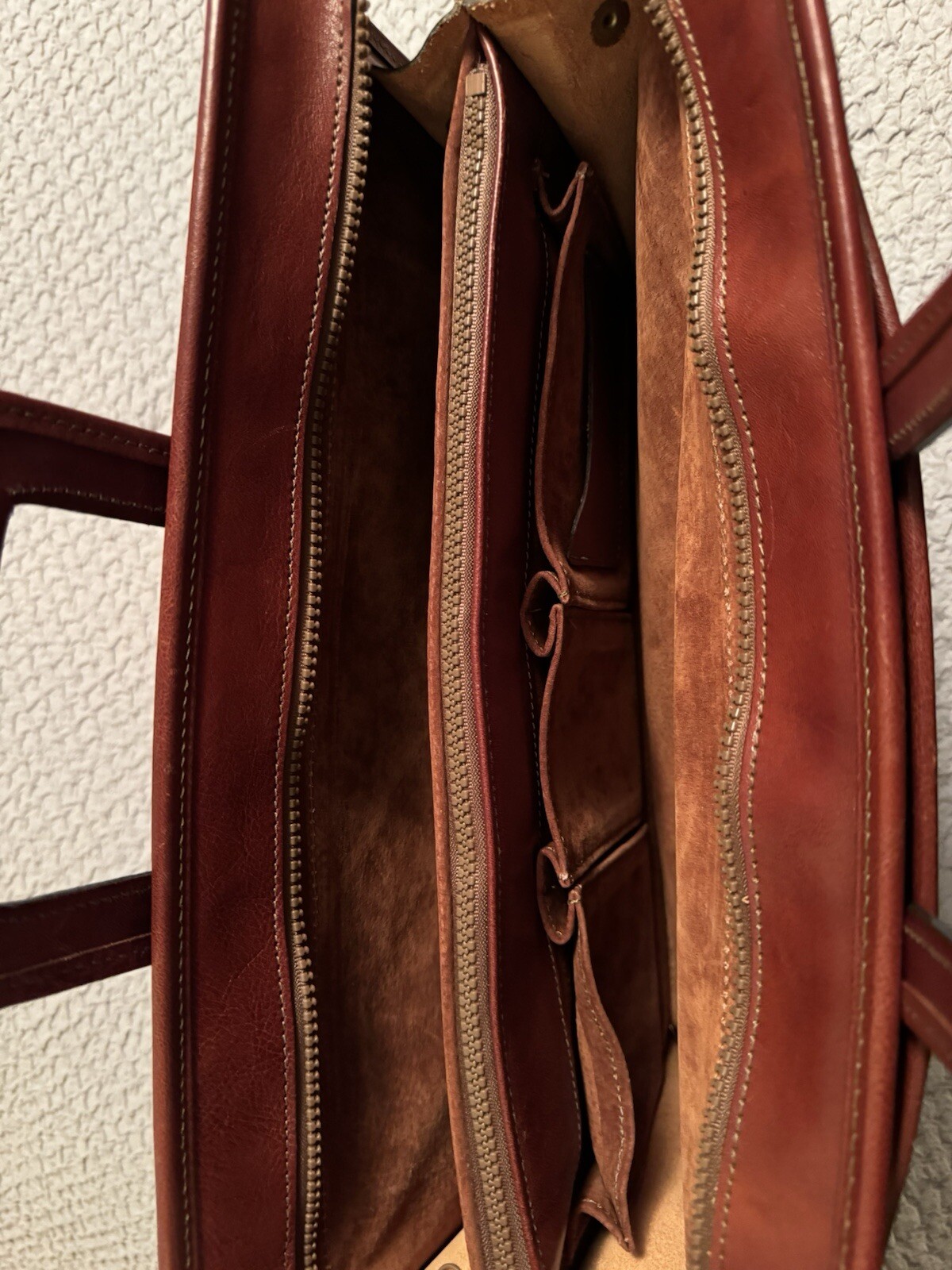 VTG Jack Georges Leather Sienna Cherry Briefcase Messenger Hand Made