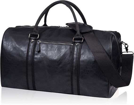 Travel Bag Waterproof Leather Weekend Bag Large Carry on Large