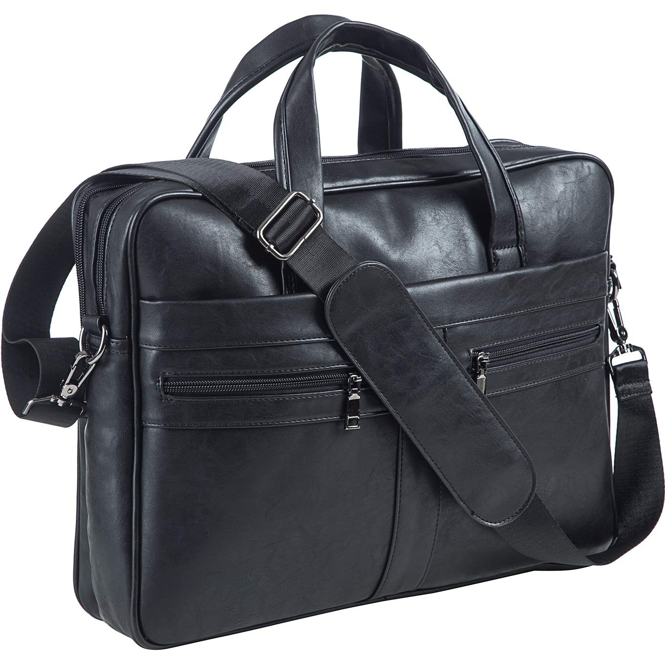 seyfocnia Men’s Leather Messenger Bag, 17.3 Inches Laptop 17.3inch, Black