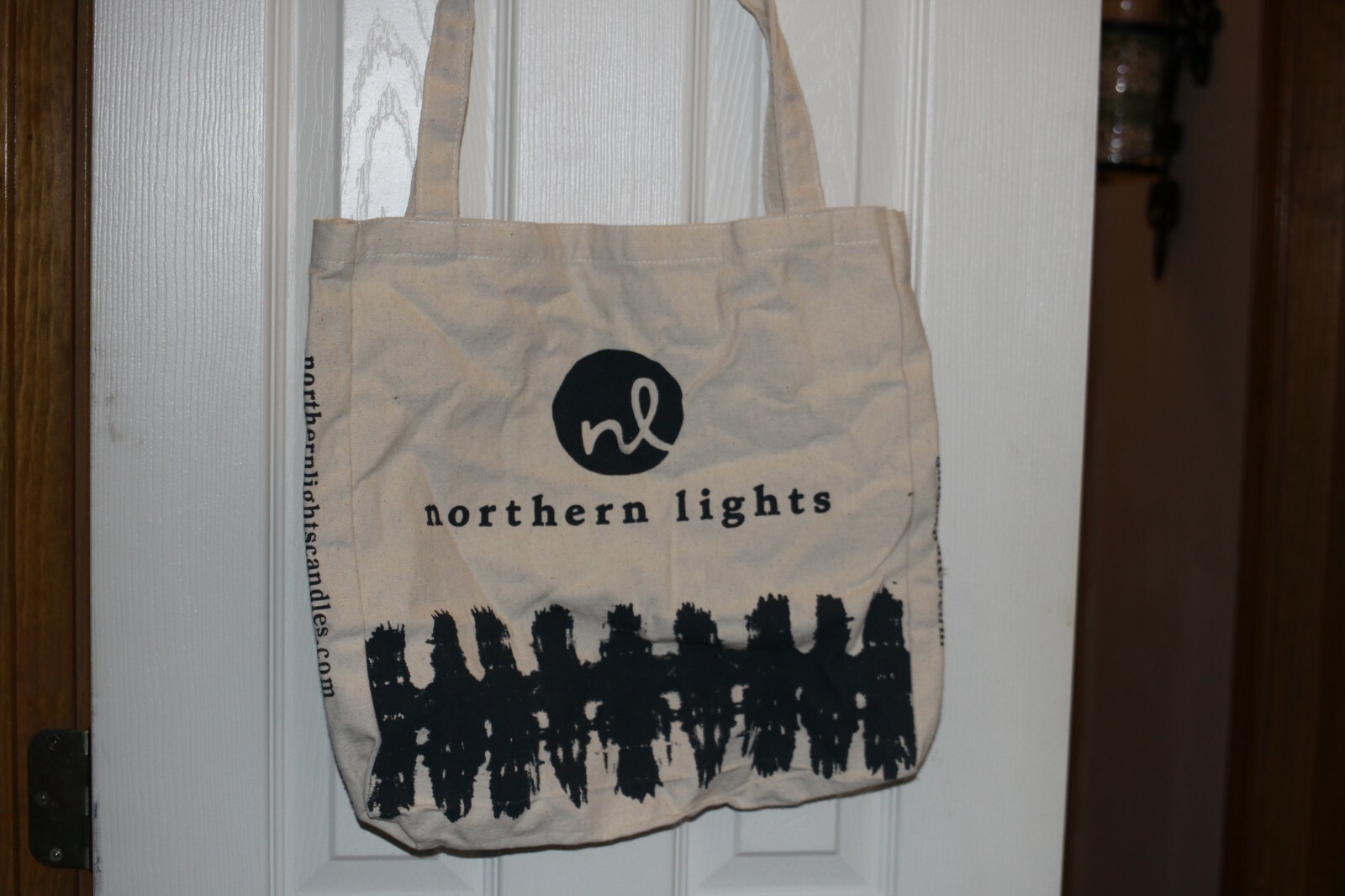 NEW NORTHERN LIGHTS TOTE CANVAS BAG WITH BLACK LETTERING 13.75″ LONG