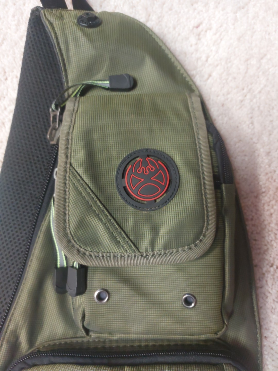 Kawei Knight L Sling Bag Backpack Cross Body Messenger Shoulder Green 9 Pockets