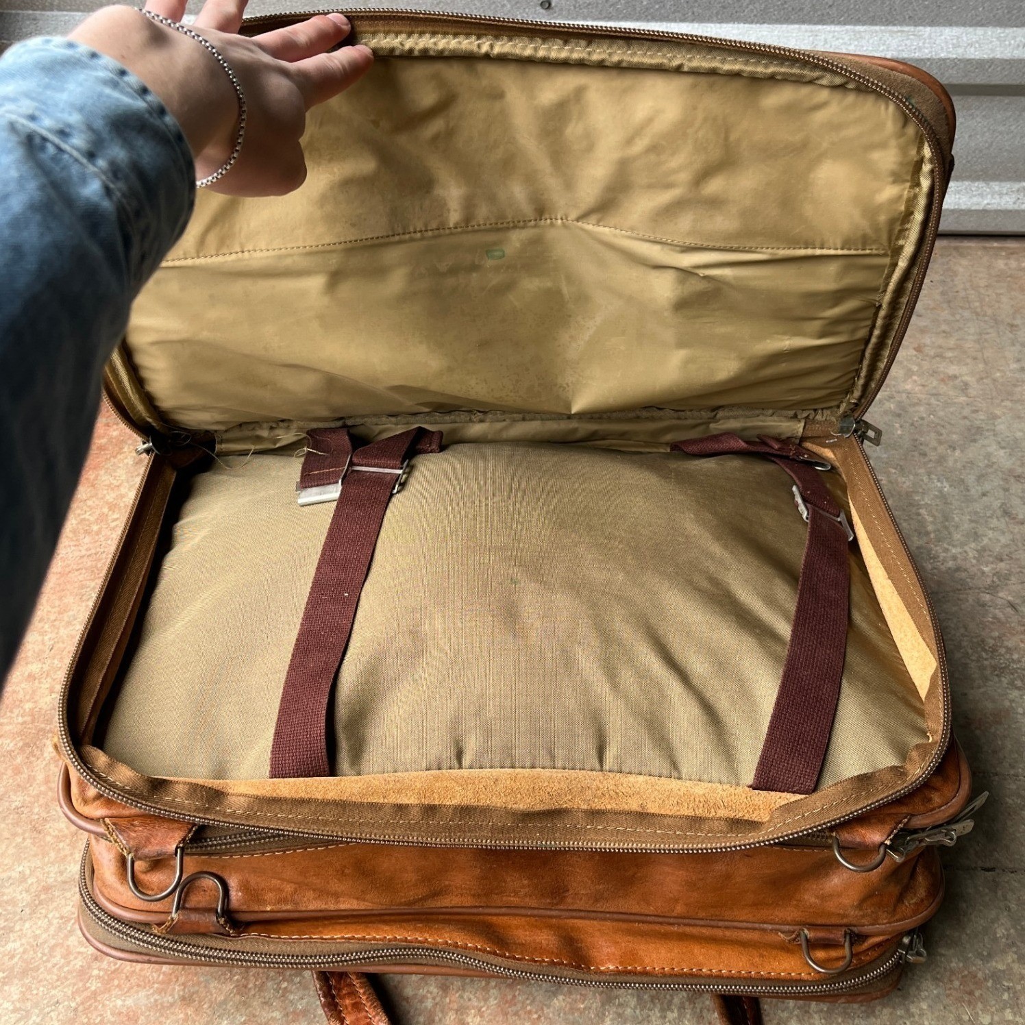 VTG Hartmann Leather Weekender Cow Hide Leather Triple Zip Briefcase Travel Bag
