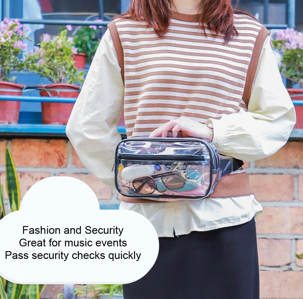 Clear Purses for Women Stadium Fanny Packs, 8.7 x 5.9 x 3.0 inches, Blue