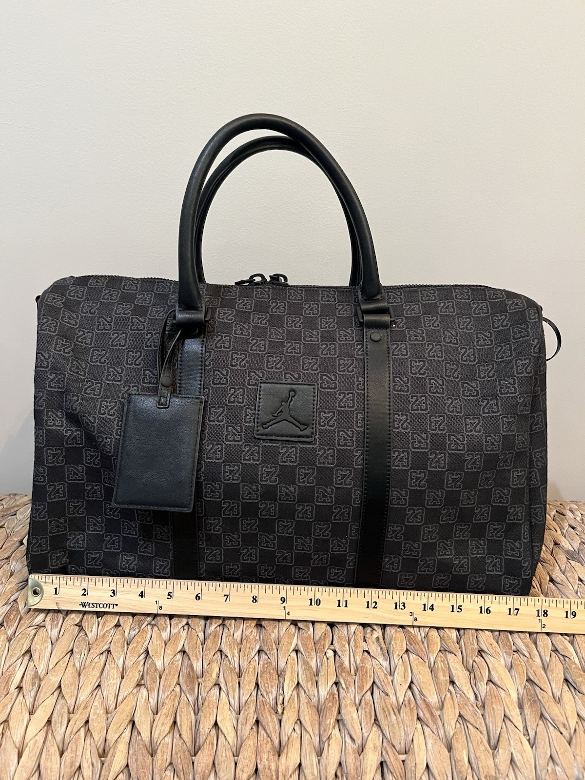 Nike Air Jordan Monogram Duffle Bag 25L Black Jacquard Travel Weekender Gym