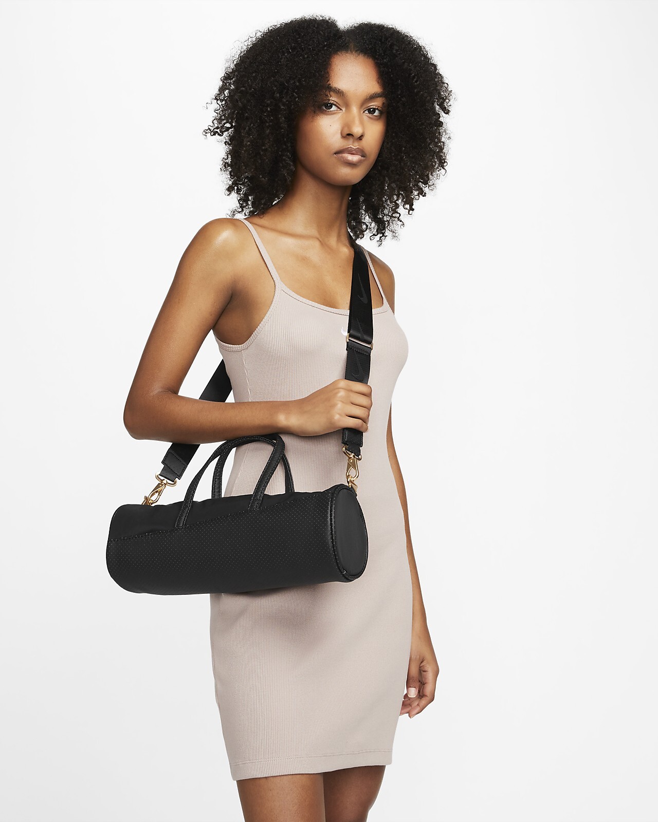 NEW Nike Sportswear Barrel Bag Purse 5L Black Gold Classic DQ5812 010 Women’s