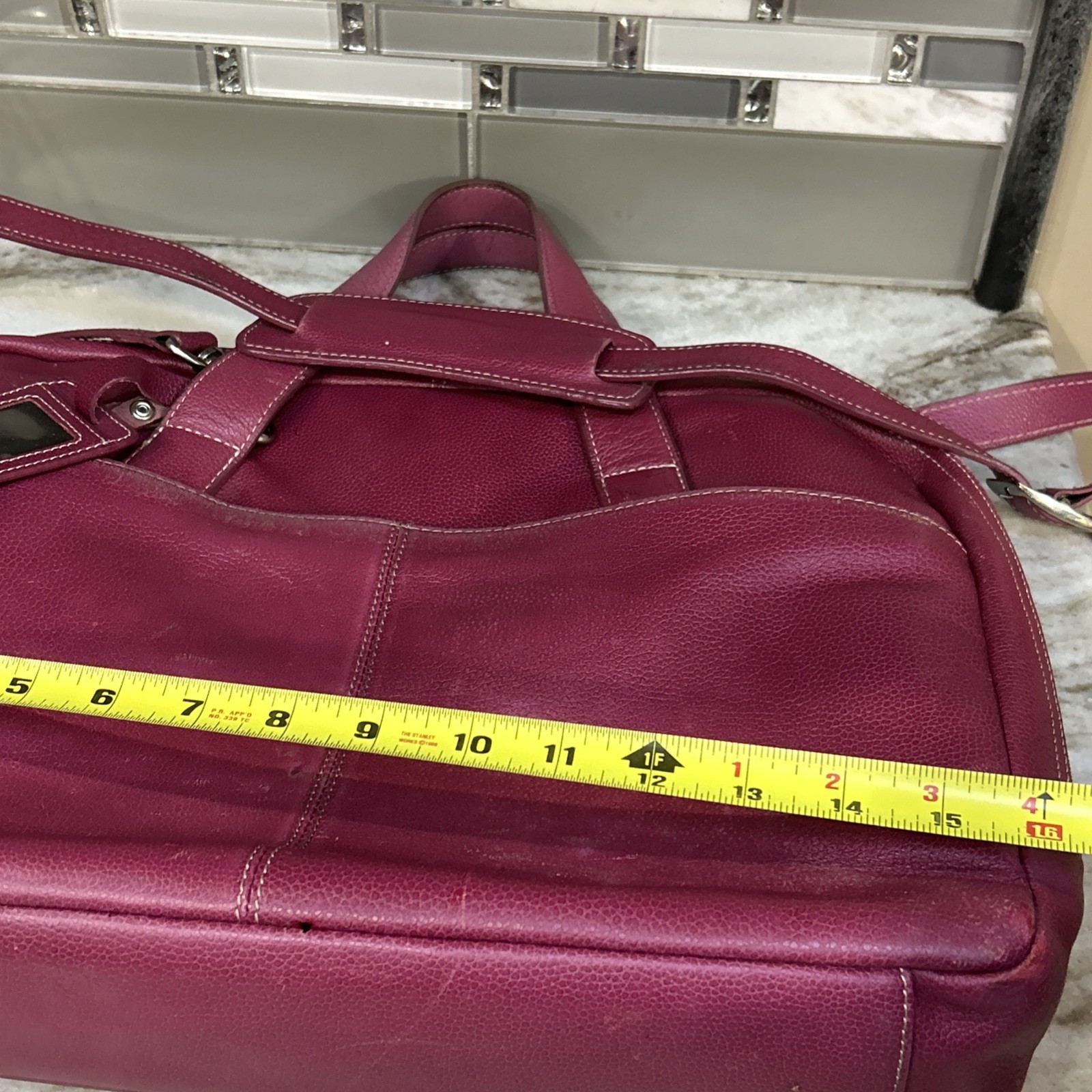Jack Georges Messenger Bag Briefcase PinkLaptop Work Leather Shoulder Strap USA