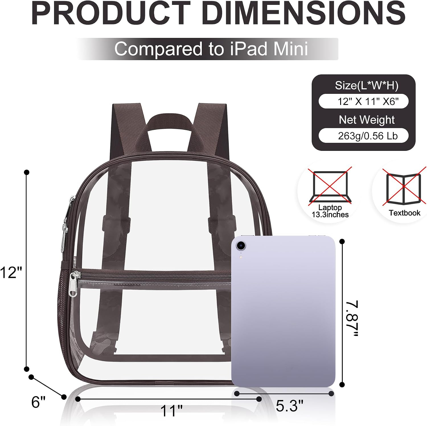 Clear Backpack for Stadium Events Clear Bag Small Stadium Backpack Waterproof 12