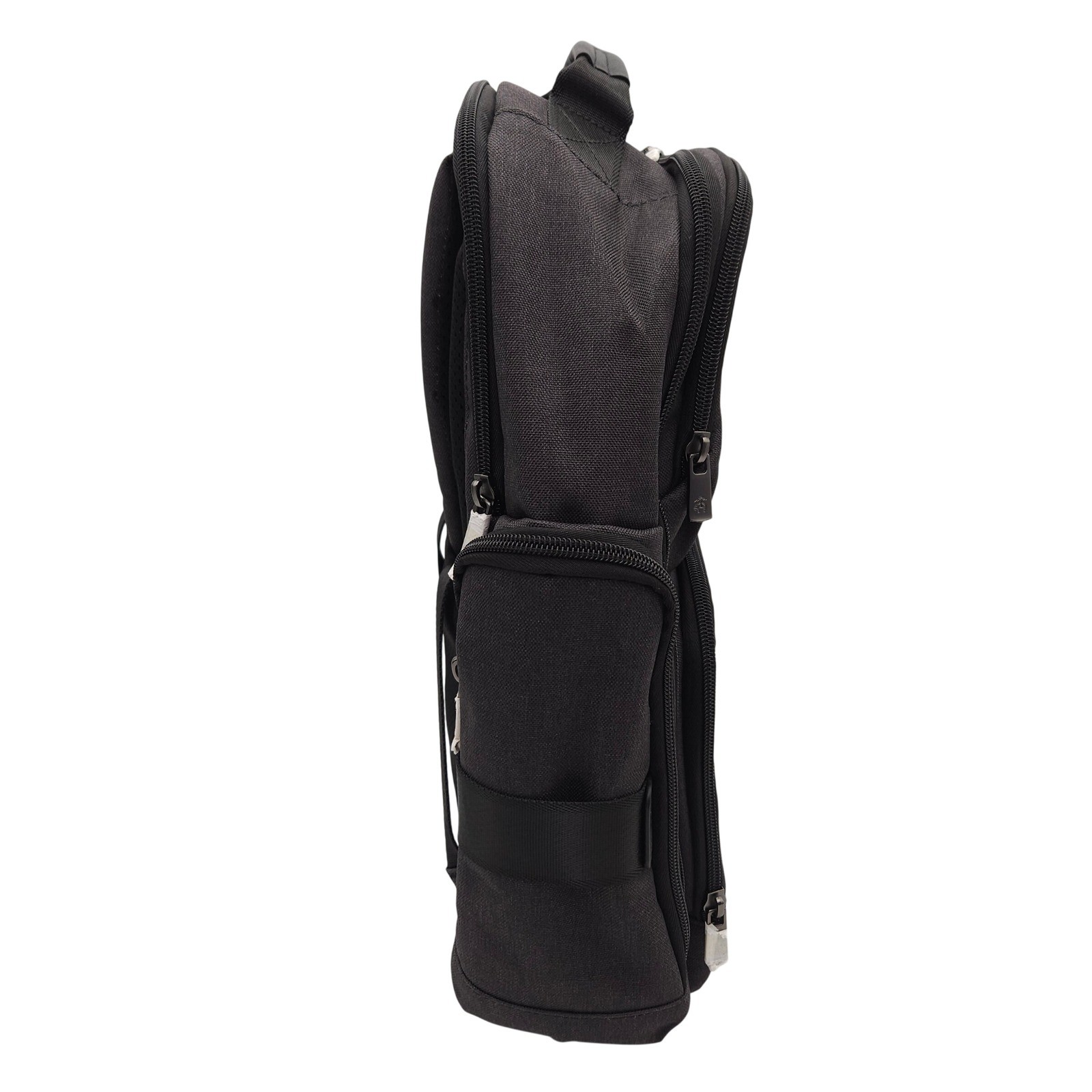 Brooks Brothers Grant Black Canvas Backpack Plaid Lined Multi-Pocket Travel Bag