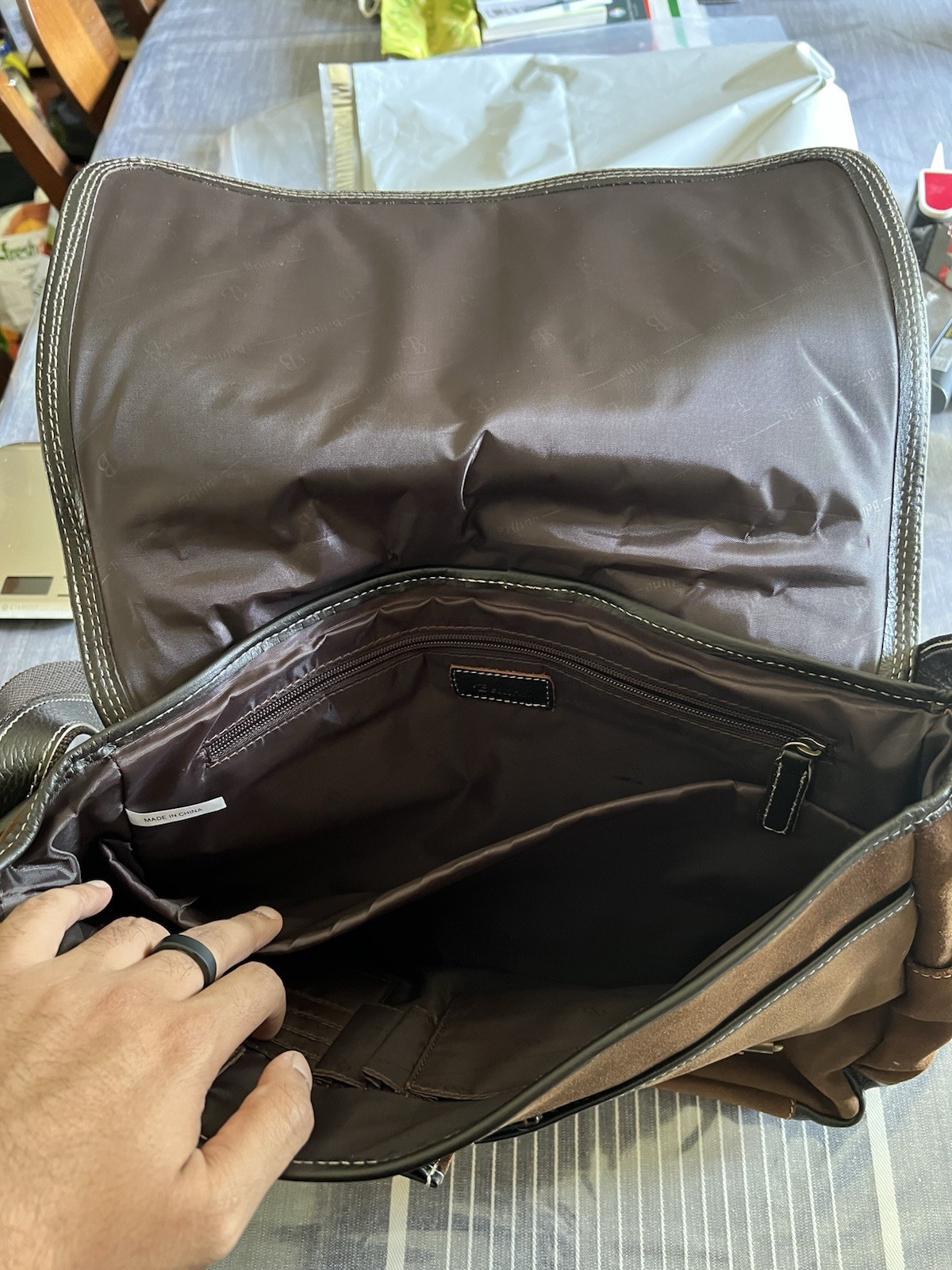 NorthSouth Brown Canvas Leather Messenger Bag Crossbody Shoulder For Laptop/Work