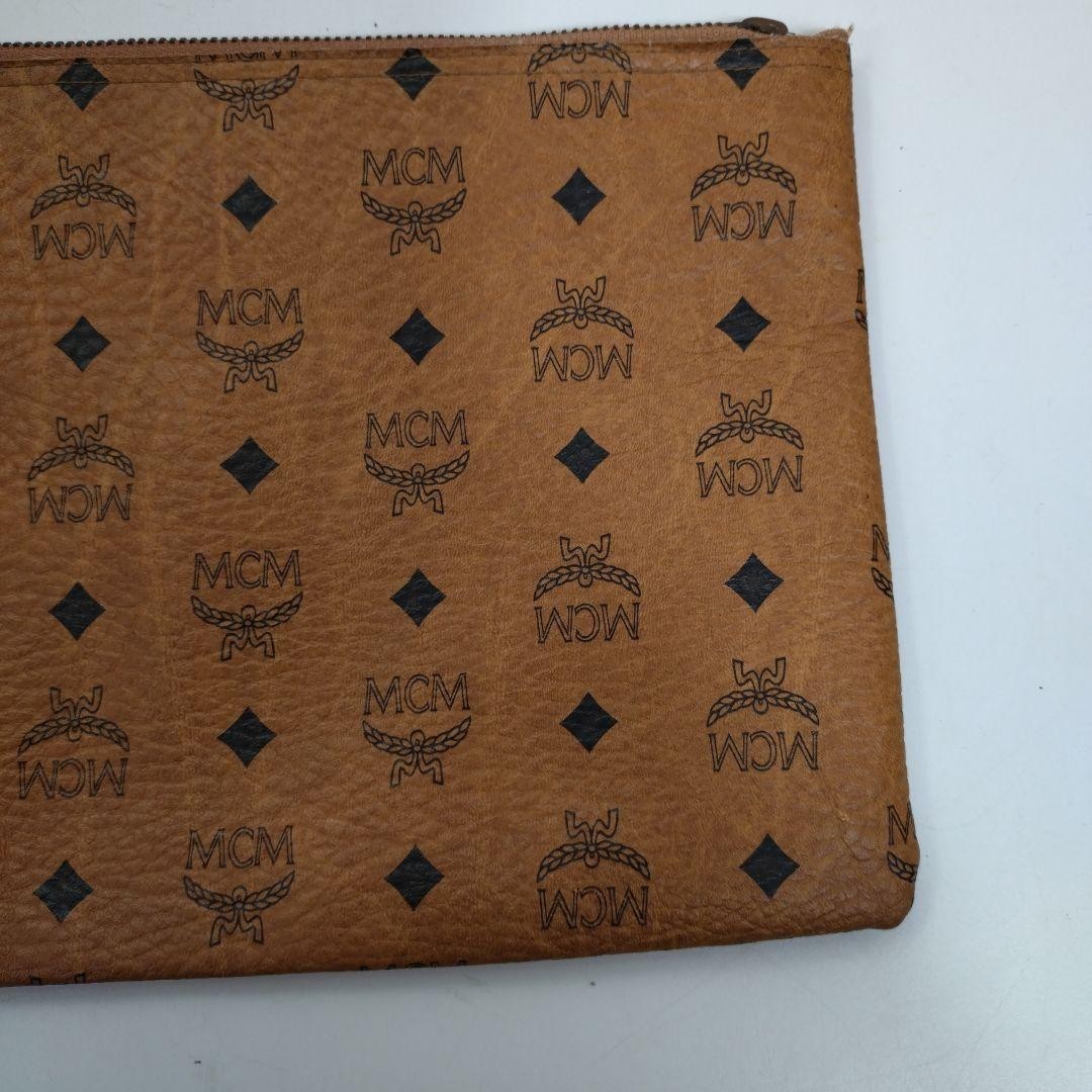 MCM Visetos Authentic Vintage Clutch Bag Brown Handbag Second Bag Travel Pouch